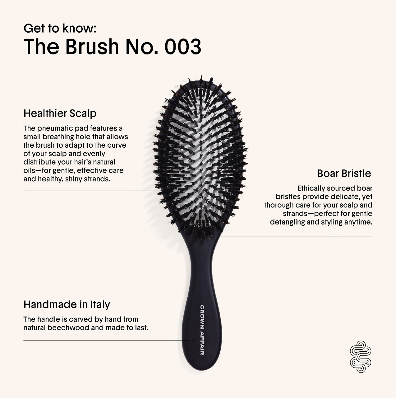 Щётка из щетины кабана для тонких волос Crown Affair The Boar Hair Brush No. 003 — фото 5
