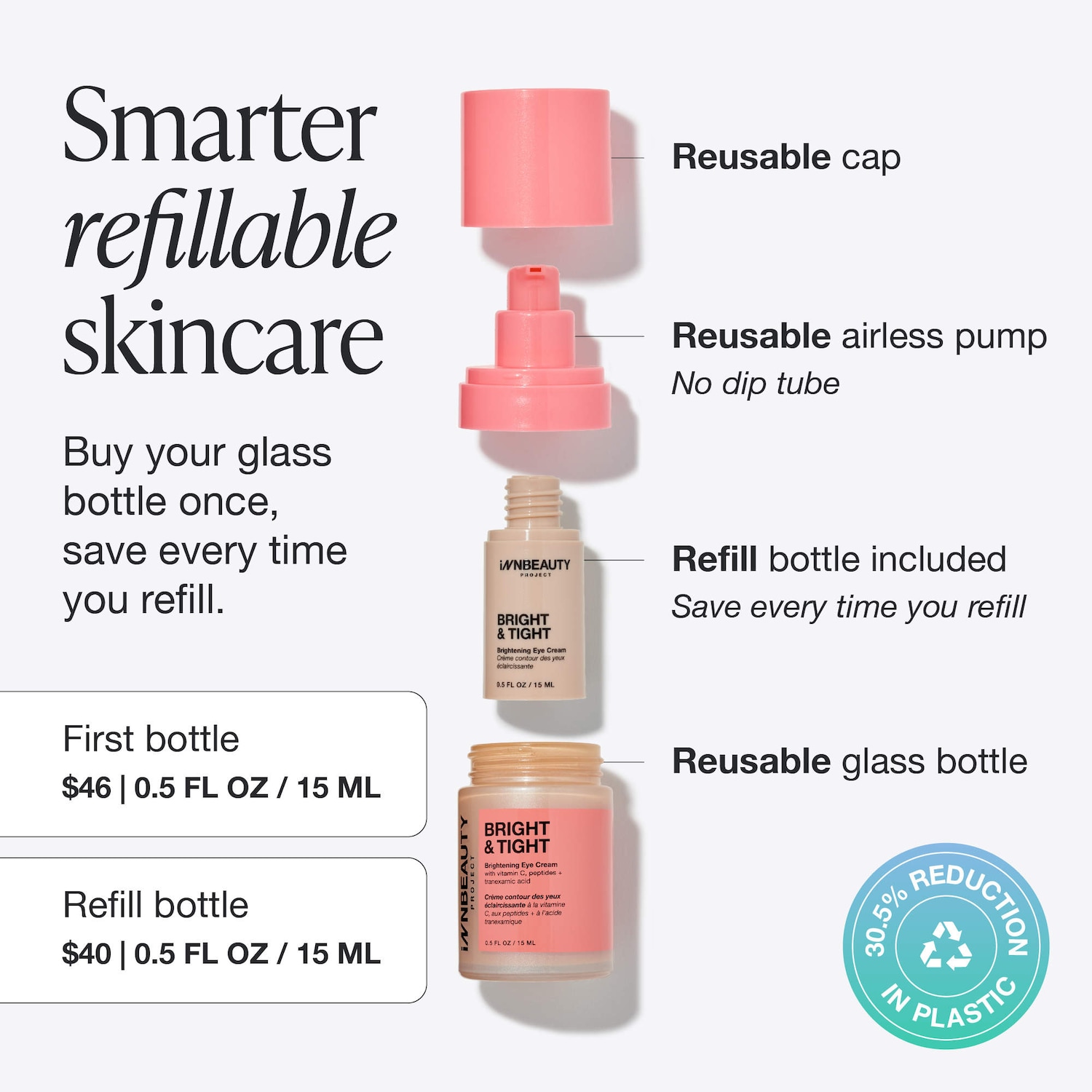 Crème contour des yeux raffermissante et anticernes Bright & Tight avec vitamine C peptides