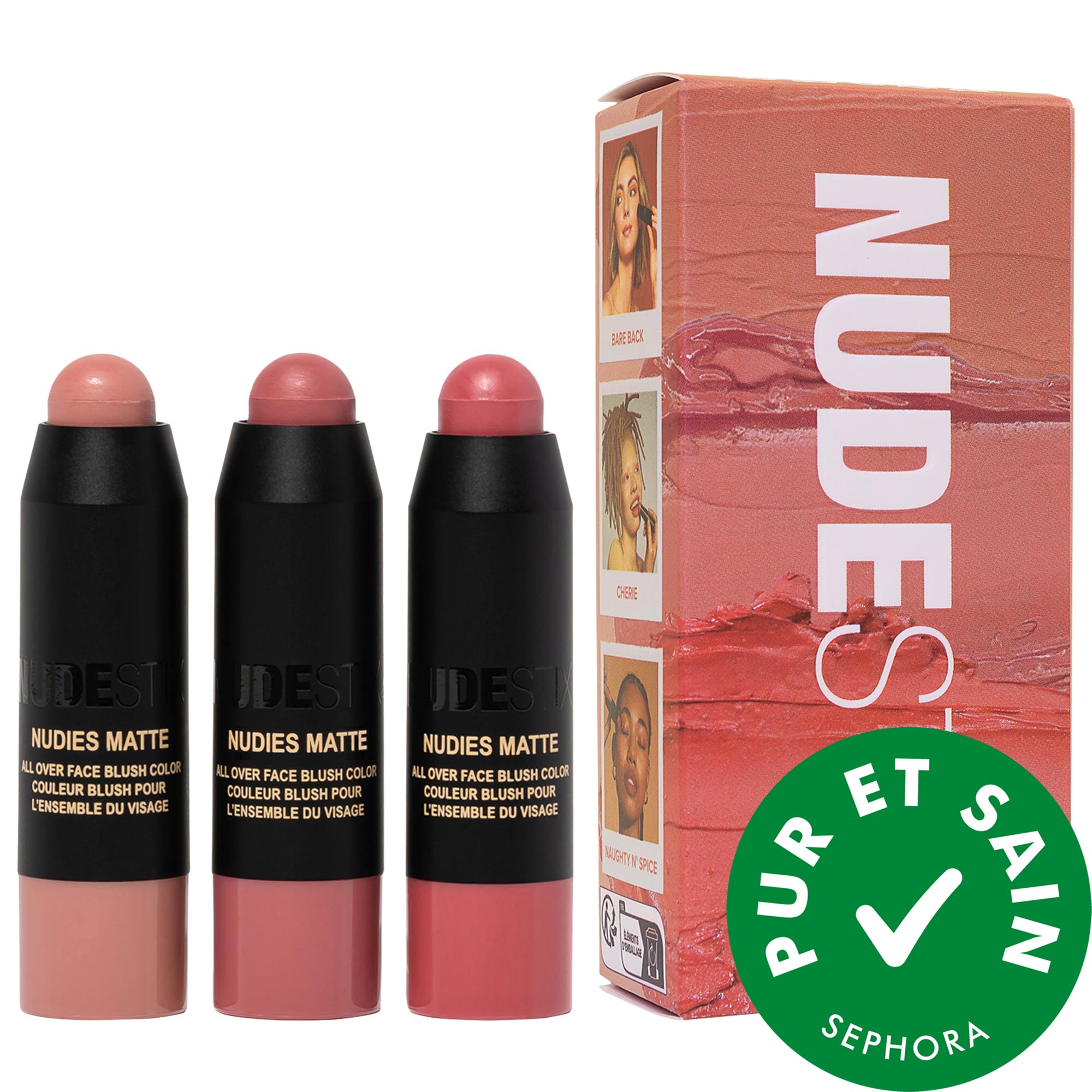 NUDESTIX Ensemble de trois mini fards à joues Pink Nude