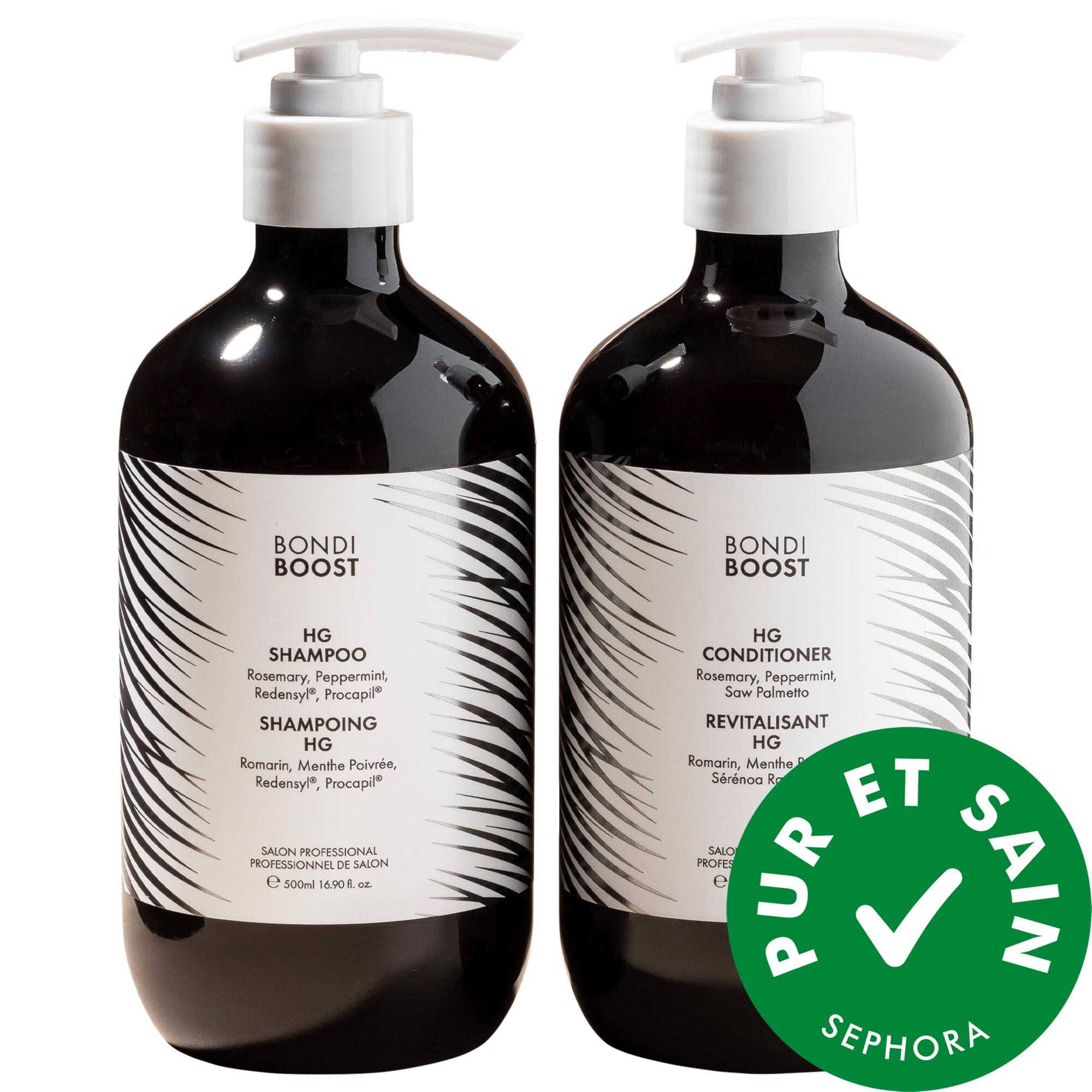 BondiBoost Ensemble de shampoing et revitalisant HG pour cheveux clairsemés avec romarin