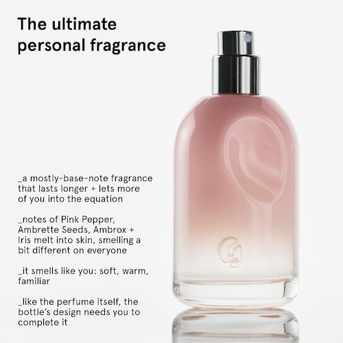 Glossier's Eau de Parfum features a diverse range of notes that come together harmoniously. Although the exact composition remains undisclosed, it is known for its intriguing blend of musk, ambrox, and other delicate accords. The result is a scent that is both warm and inviting, leaving a lasting impression wherever you go.