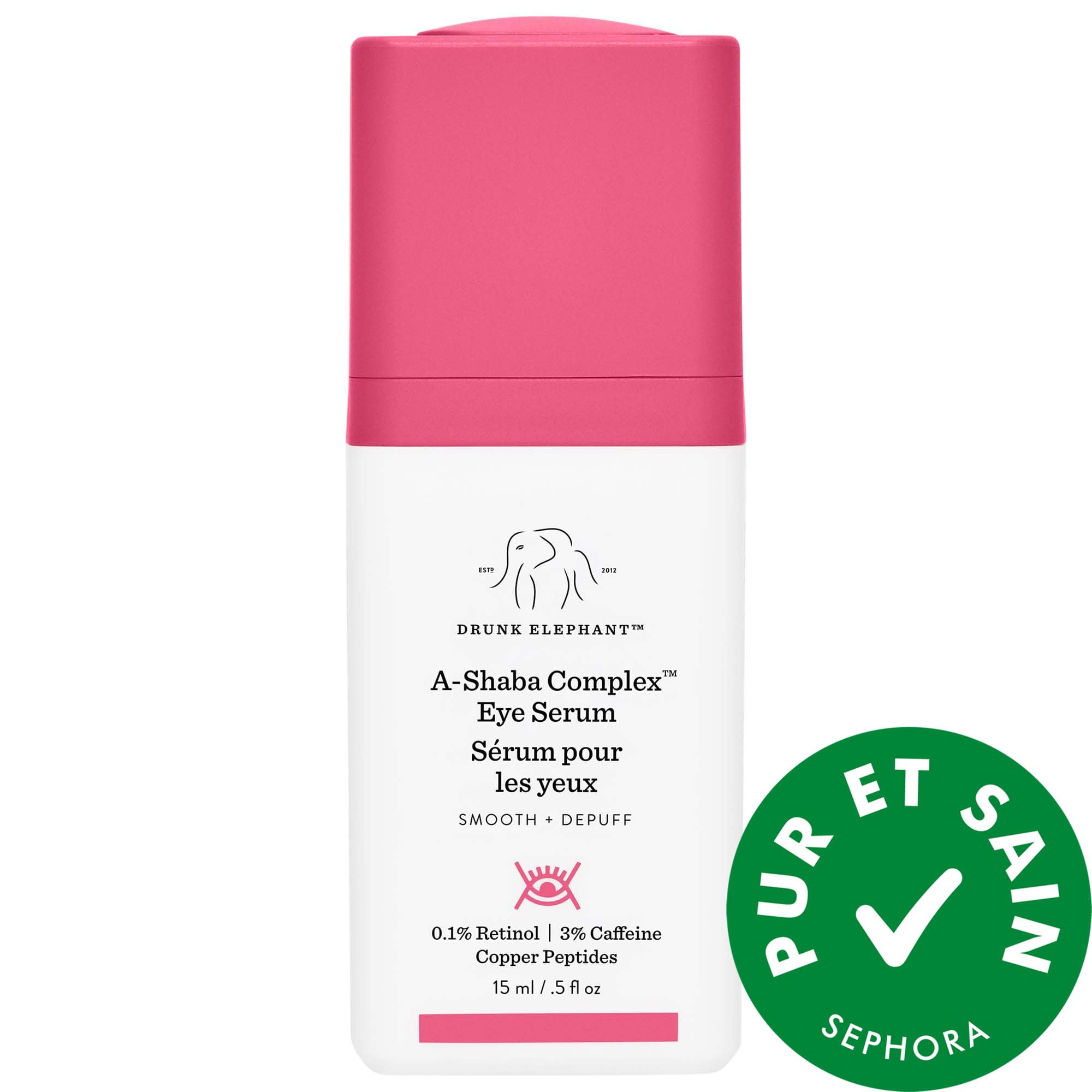 Drunk Elephant Sérum contour des yeux au rétinol A-Shaba Complex avec caféine et peptides de cuivre 0.5 oz / 15 mL