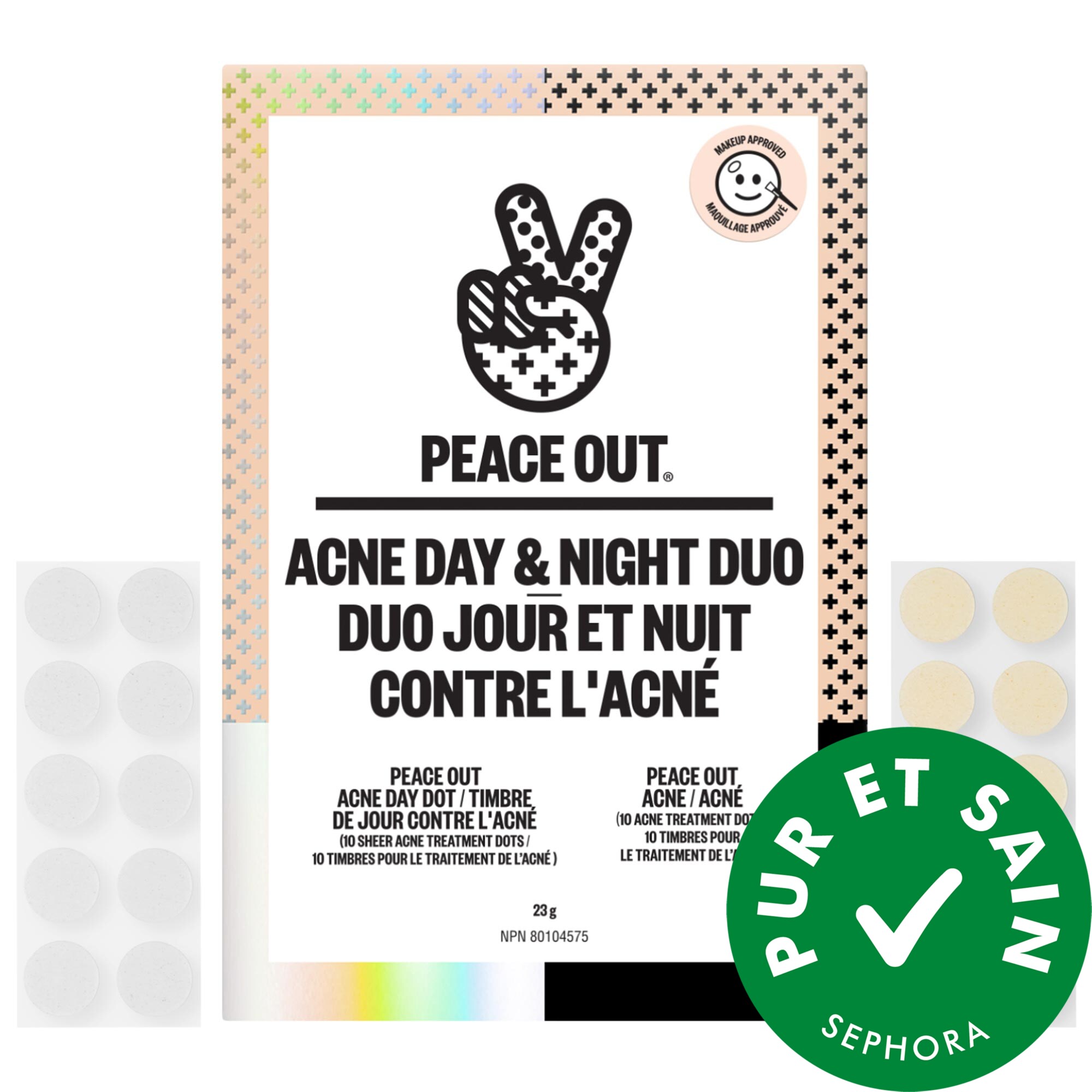 Peace Out Duo jour et nuit à l'acide salicylique pour peau acnéique 10 Acne Healing Dots, 10 Acne Day Dots/10 Acne Healing Dots, 10 Acne Day Dots
