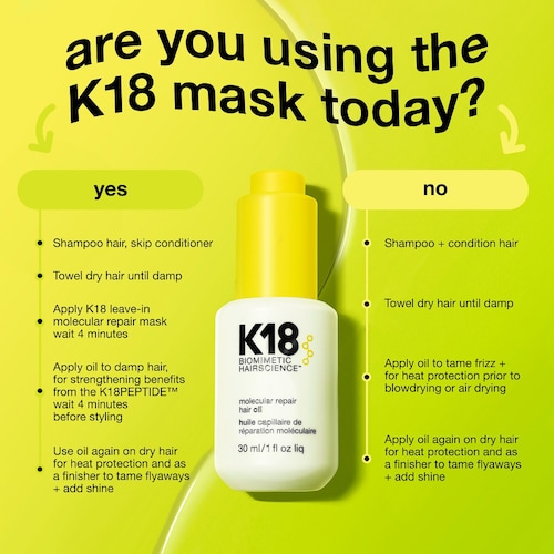 K18 Biomimetic Hairscience Molecular Repair Hair Oil in 1 oz / 30 mL Image 10