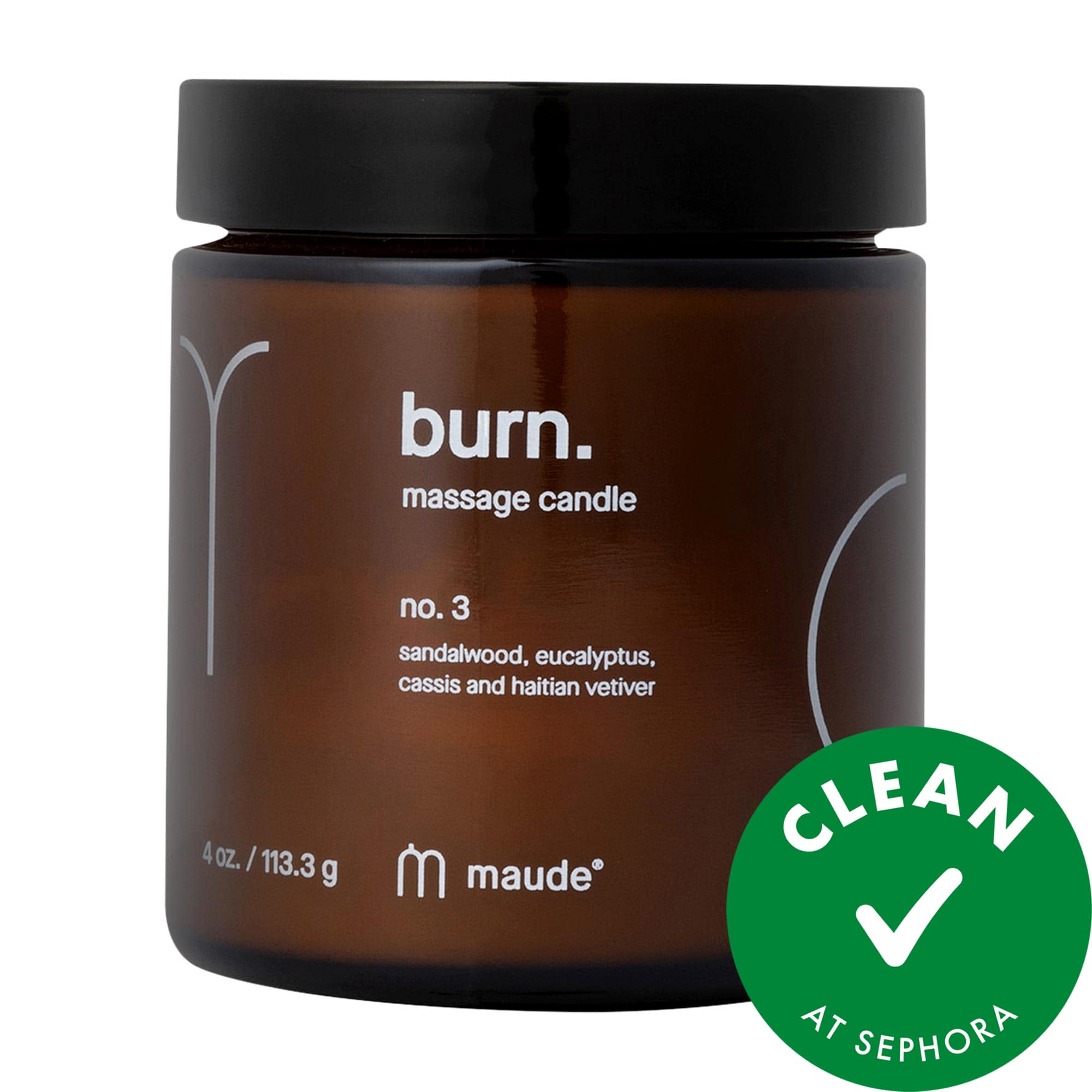 maude burn - jojoba oil massage candle No. 3- eucalyptus, cassis 4 oz / 118 mL
