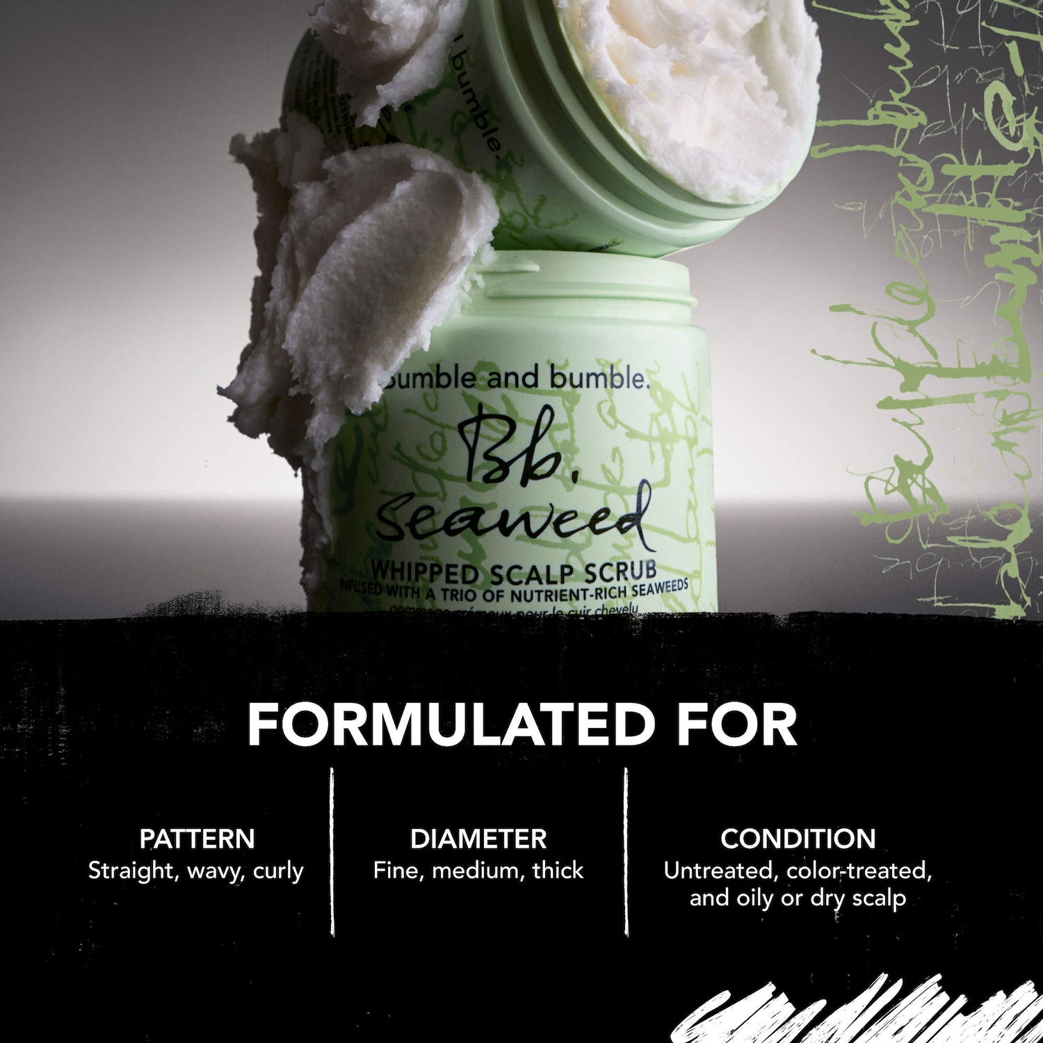 Exfoliant fouetté nourrissant pour le cuir chevelu aux algues