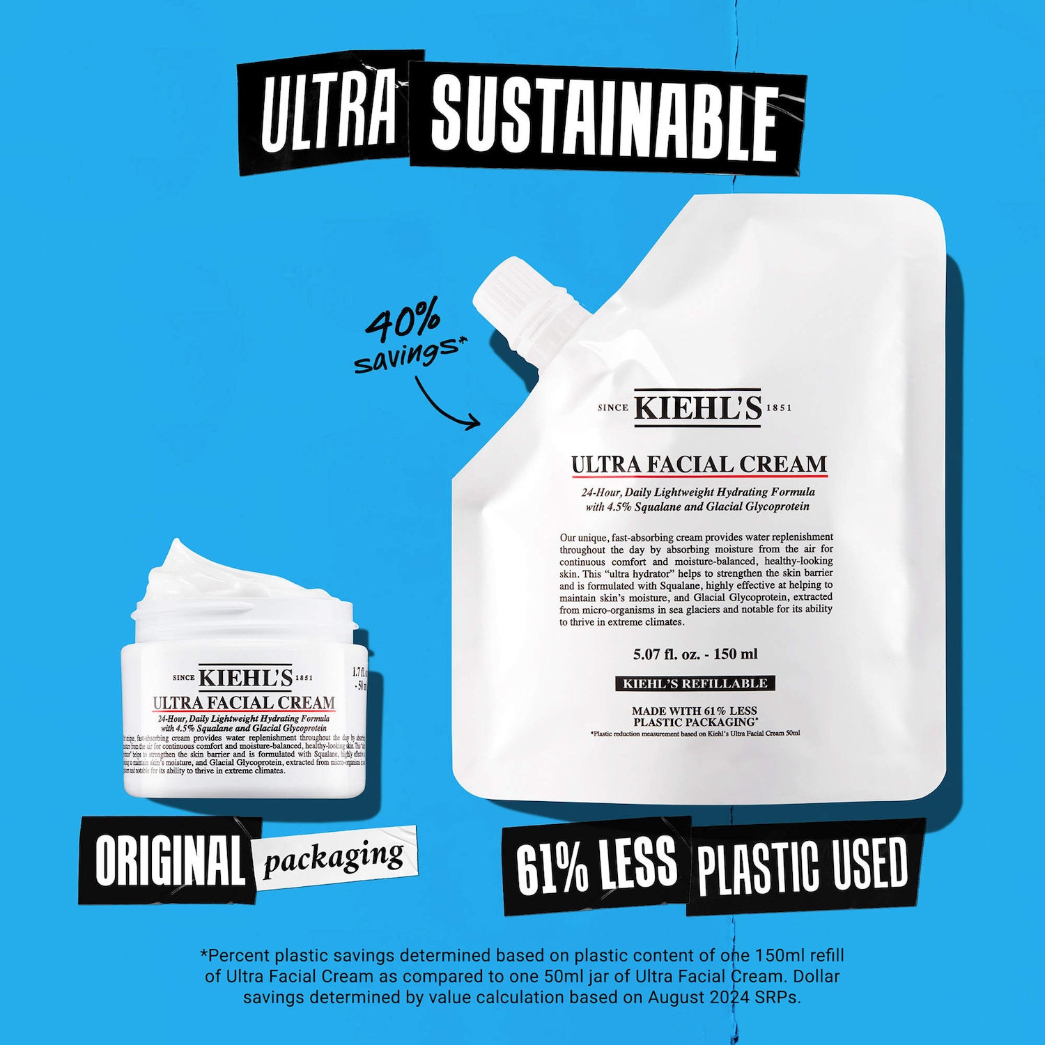 Crème hydratante avec squalane Ultra Facial rechargeable