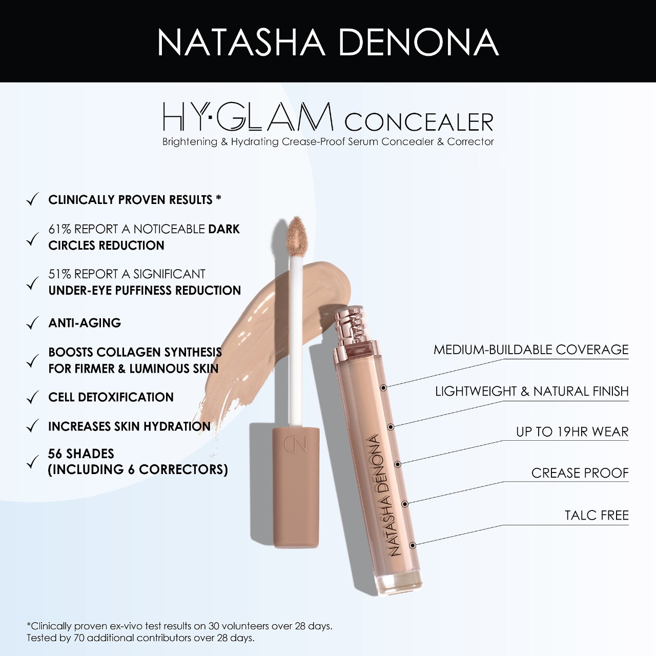 Hy-Glam Brightening & Hydrating Medium to Full Coverage Crease Proof Serum Concealer