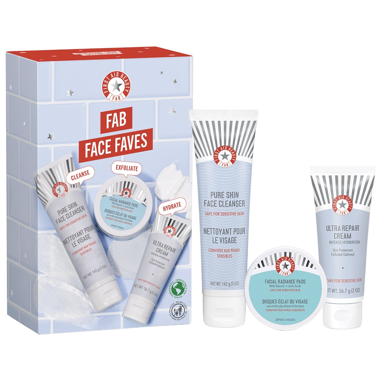 FAB Face Faves Kit – Cleanse, Exfoliate + Hydrate