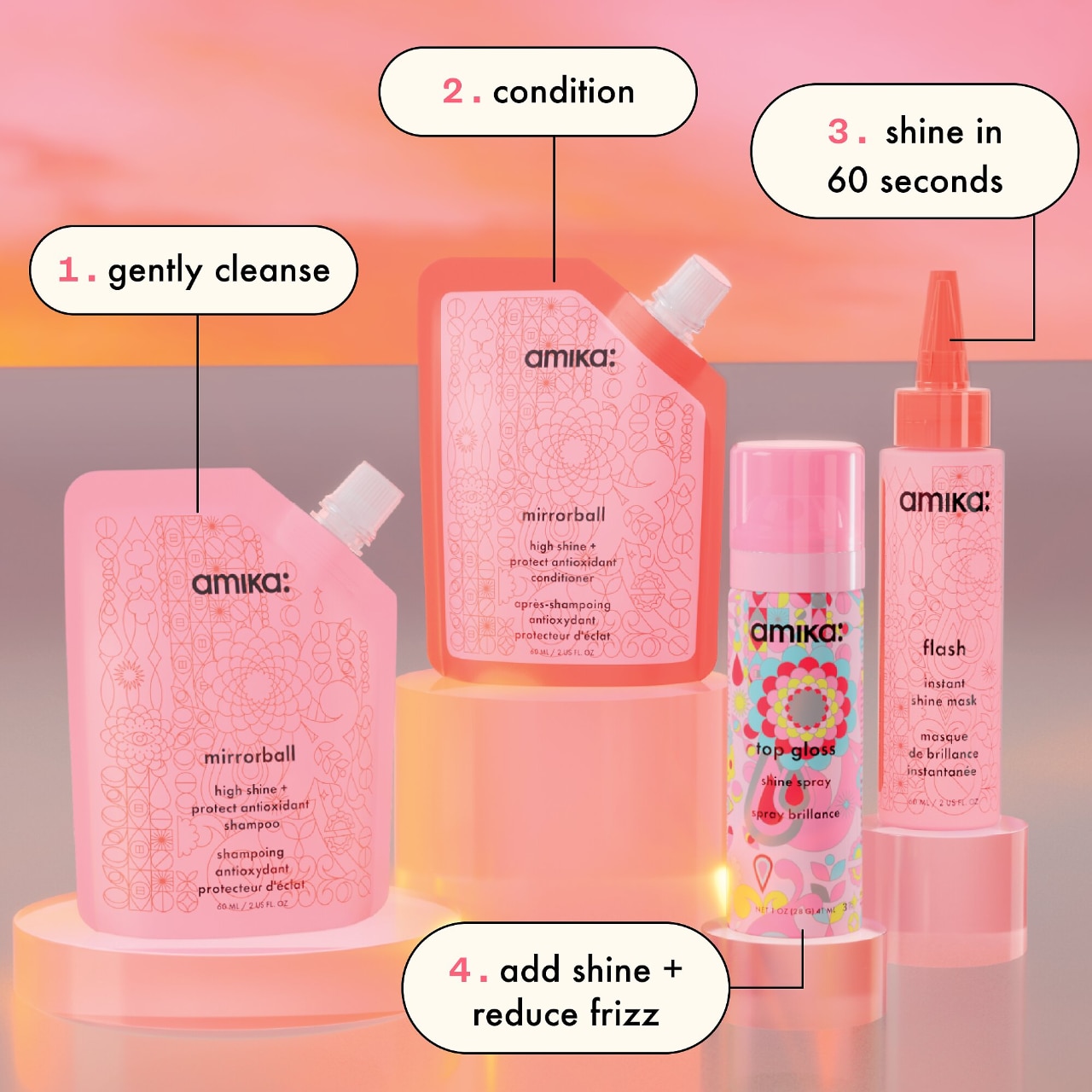 Amika Mini Mirrorball Shampoo & Conditioner Set Pacific City