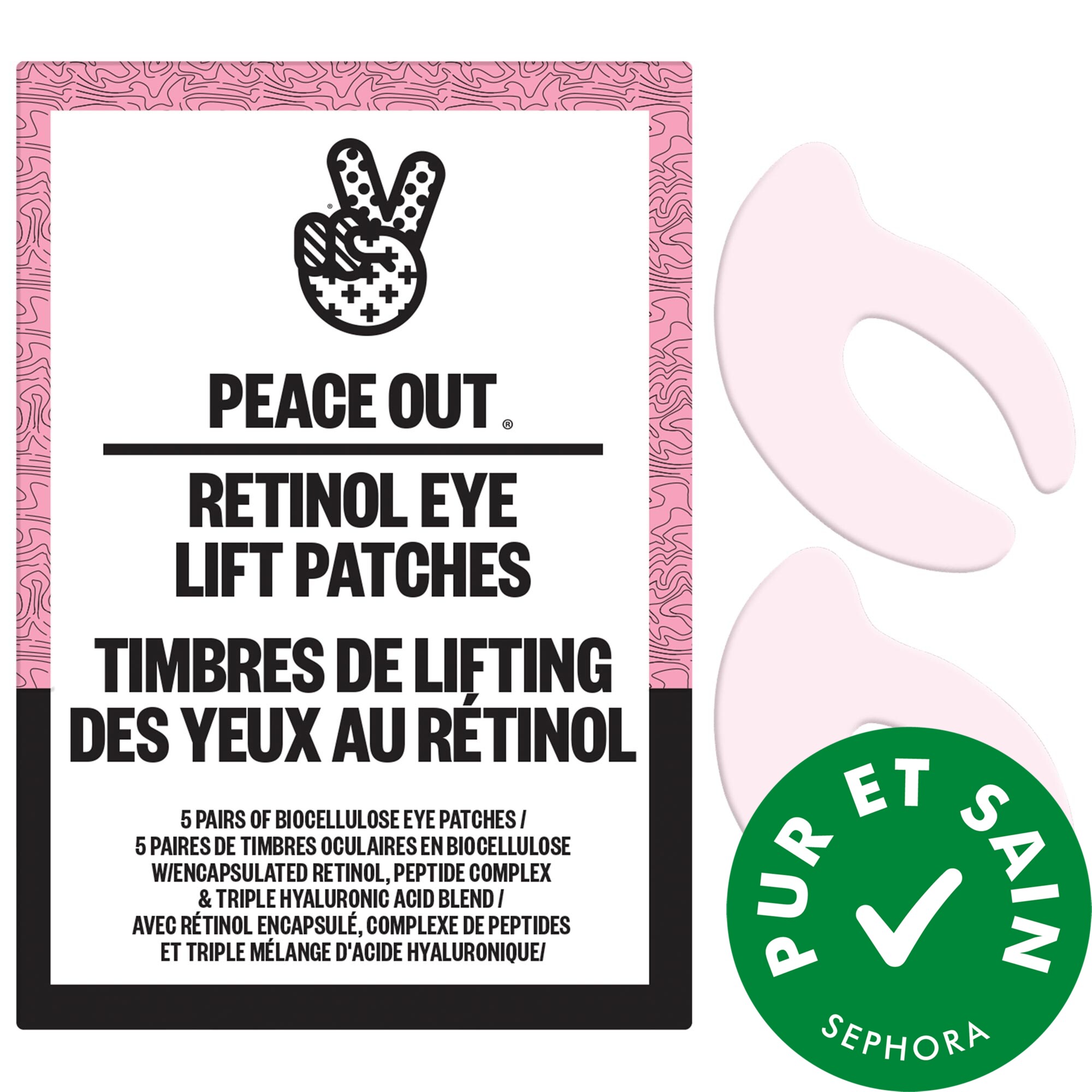 Peace Out Timbres pour les yeux 360° au rétinol pour rehausser, raffermir et revitaliser les yeux 5 pairs / pack