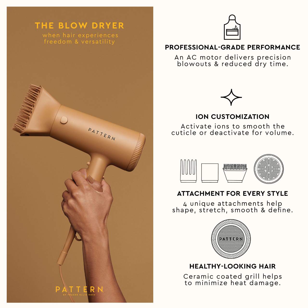 PATTERN by Tracee Ellis Ross The Blow Dryer With Four Attachments