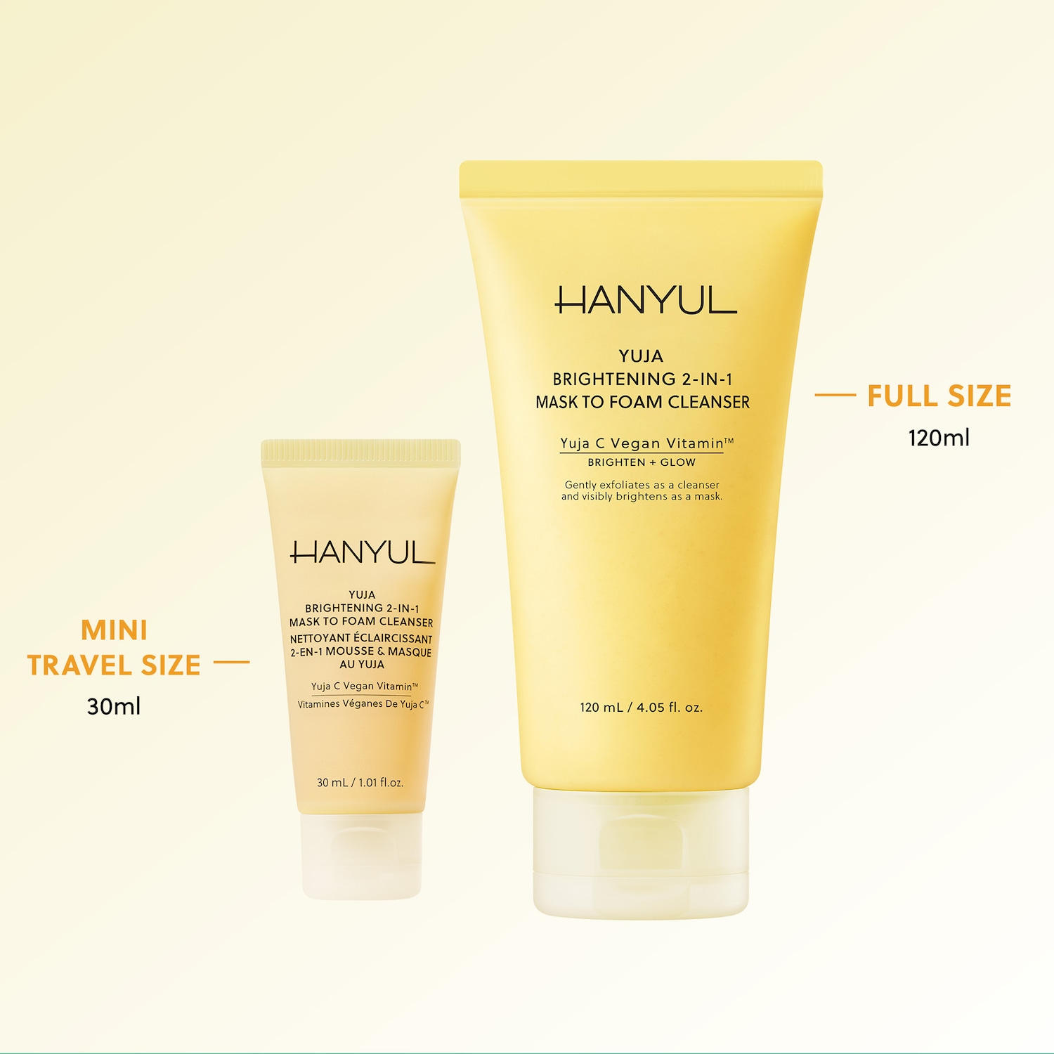 Korean Mini Yuja Brightening 2-in-1 Mask to Foam Cleanser with