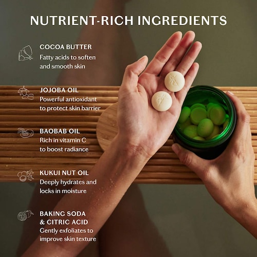 Pebble is an eco-friendly alternative to traditional plastic-packaged bath and shower products. Its solid form eliminates the need for excessive packaging and reduces plastic waste. Additionally, the product is often made with natural and sustainable ingredients, making it a more environmentally conscious choice for your self-care routine.