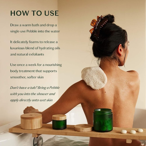 The inclusion of fresh eucalyptus in Pebble adds extra therapeutic effects to your bathing experience. Eucalyptus is widely known for its invigorating aroma, which can help uplift your mood and relieve stress. Its natural antibacterial and antifungal properties also make it an ideal ingredient for maintaining clean and healthy skin.