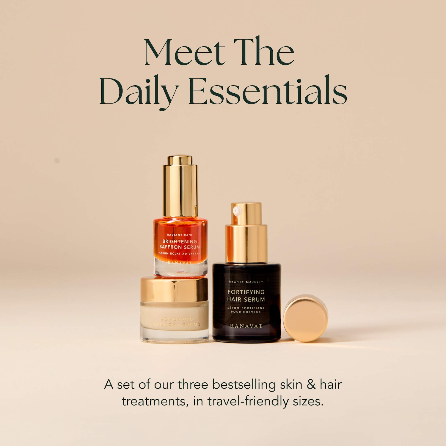 Royal Trio Bestsellers Set with Clinically Tested Anti-Aging Skincare and Jasmine Hair Serum