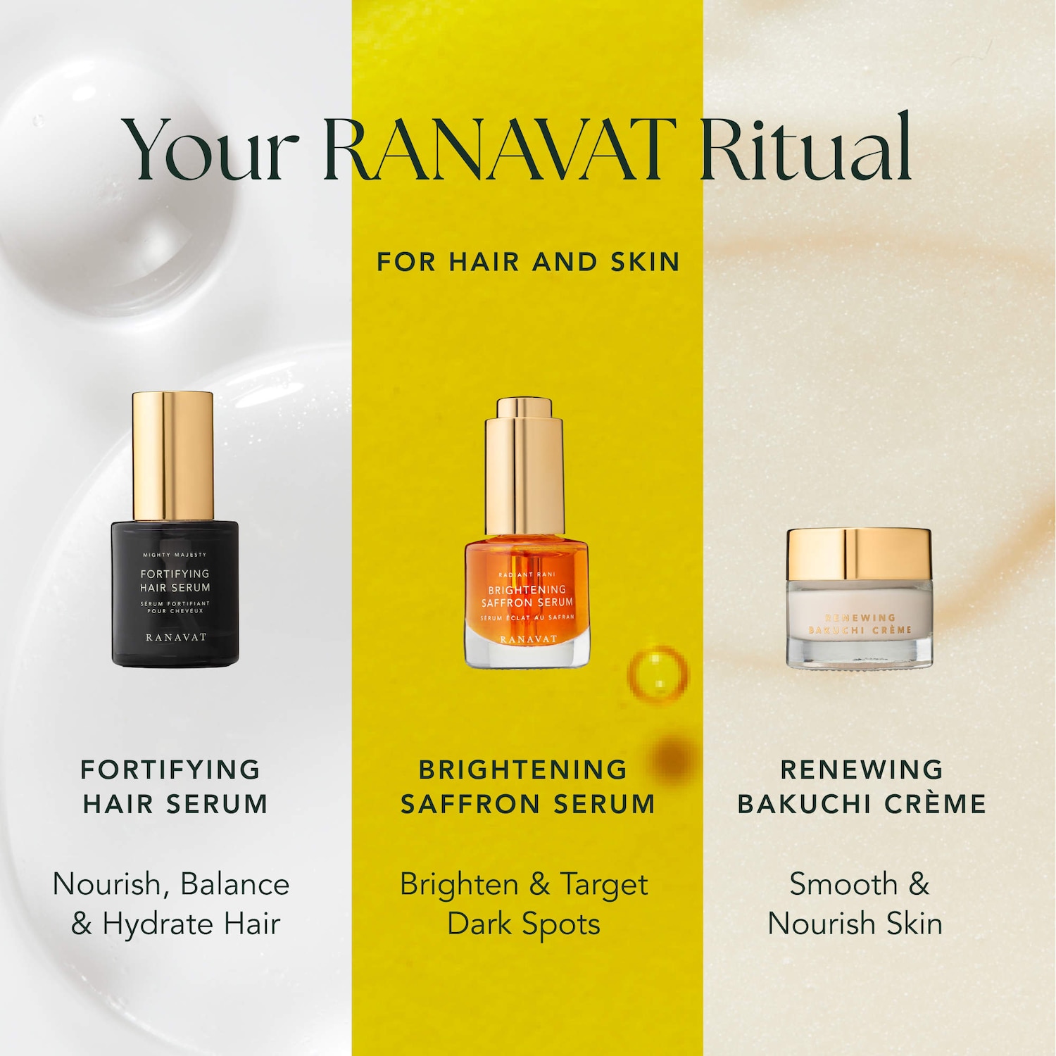 Royal Trio Bestsellers Set with Clinically Tested Anti-Aging Skincare and Jasmine Hair Serum