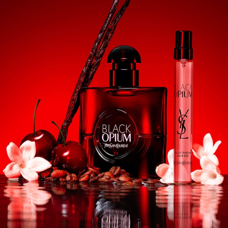 Black Opium Eau de Parfum Over Red with Cherry & Coffee thumbnail 8