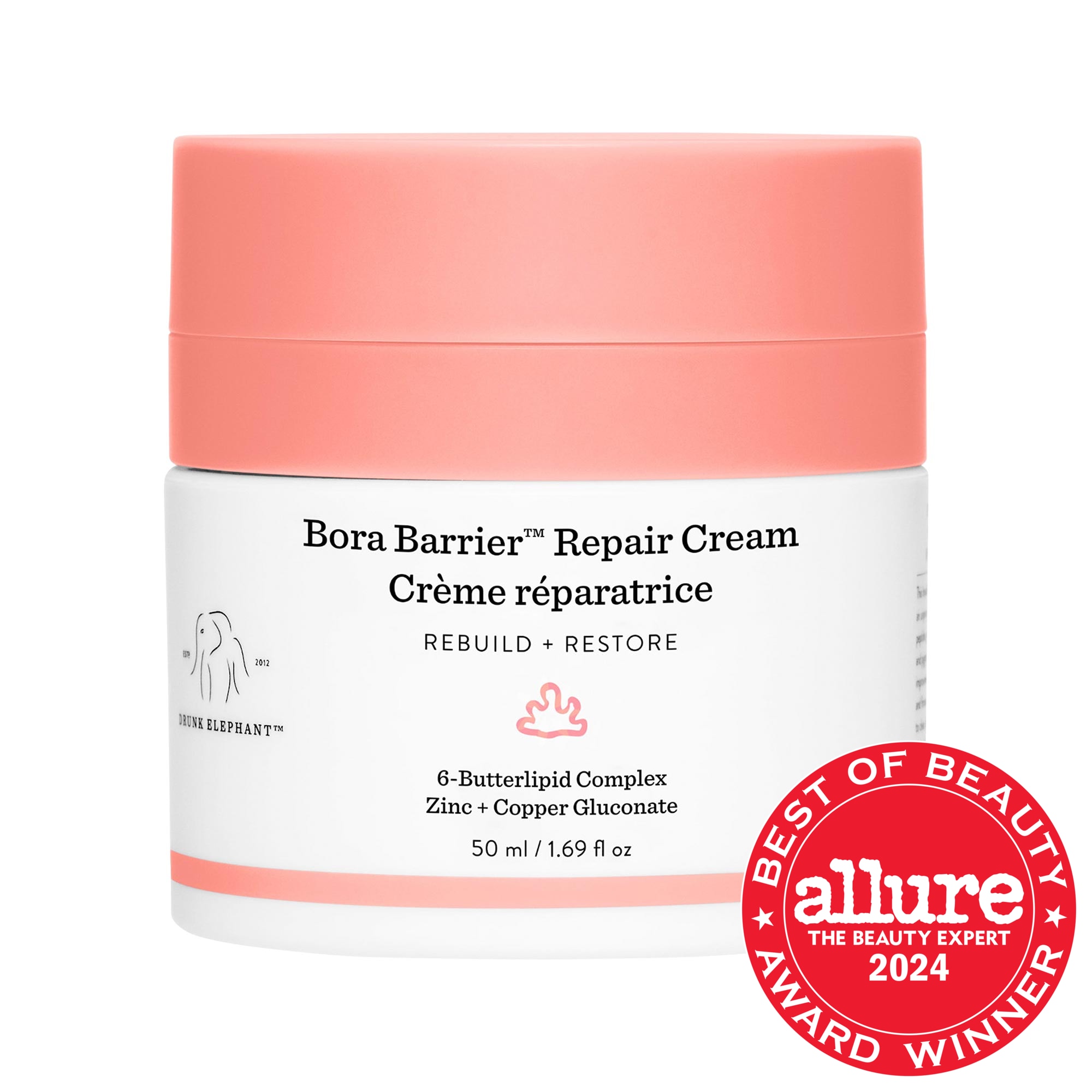 Drunk Elephant Bora Barrier Rich Repair Refillable Cream with 6-Butterlipid Complex oz / 50 ml
