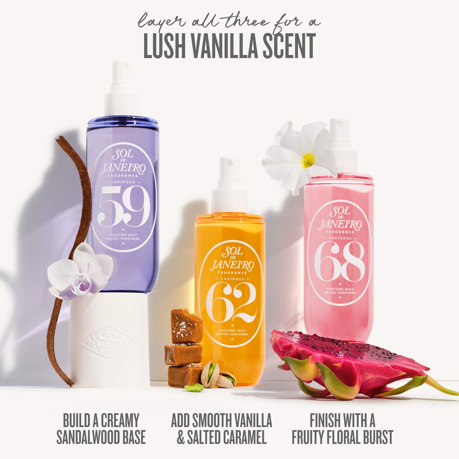 新品未使用　Sol De Janeiro 59 3点セット Mini Cheirosa 59 Delicia Hair & Body Perfume Mist - Sol de Janeiro
