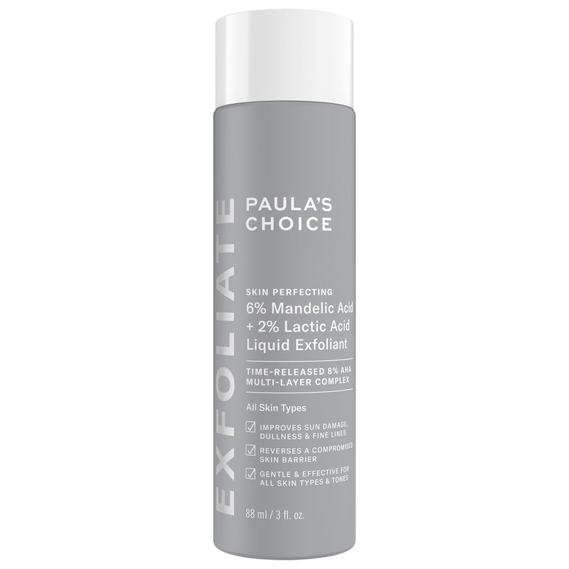 6% Mandelic Acid + 2% Lactic Acid AHA Liquid Exfoliant for Dark Spots, Textured Skin