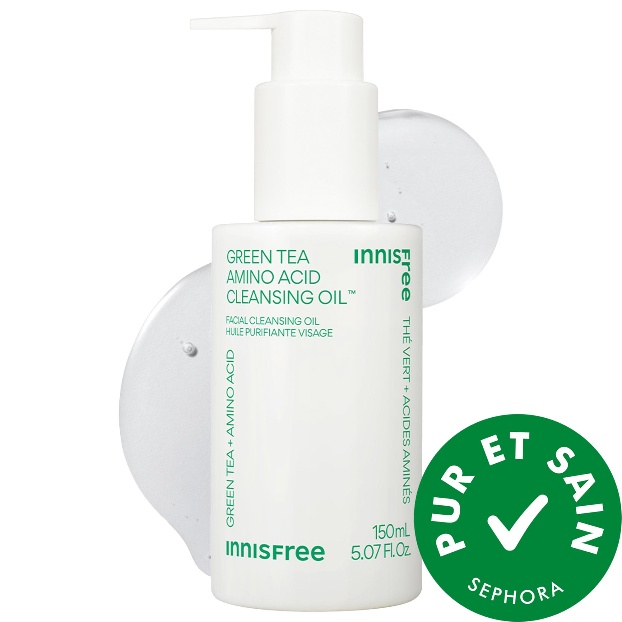 innisfree Huile nettoyante hydratante à l'acide aminé et au thé vert 5.07 oz / 150 ml
