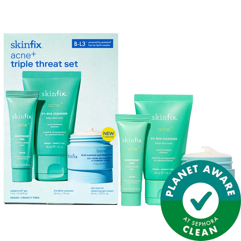 acne+ triple threat set with Salicylic Acid (BHA) + Niacinamide with B-L3™