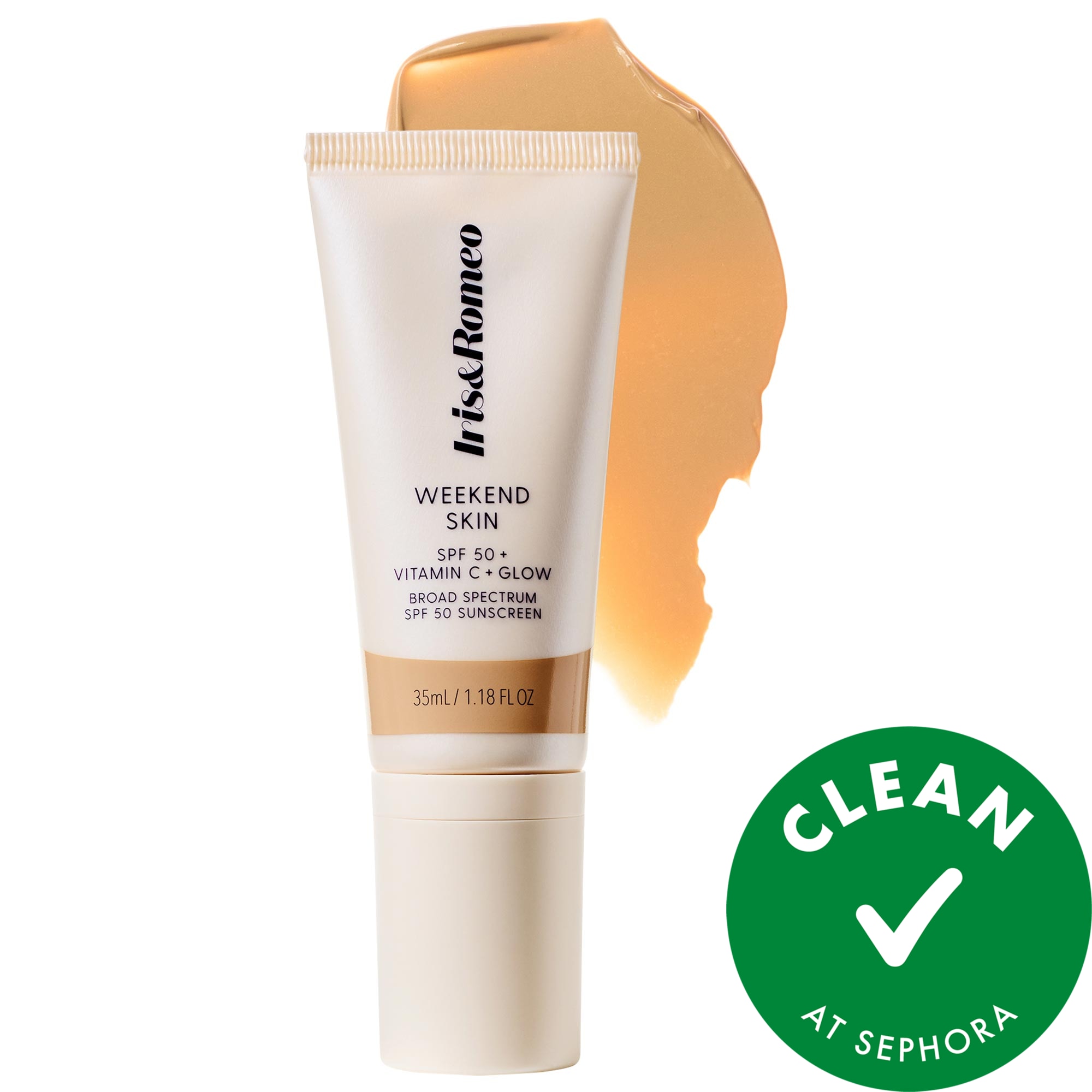 Iris & Romeo Weekend Skin SPF 50 Natural Glow Tinted Sunscreen with Vitamin C + Niacinamide Universal Warm Glow 1.18 oz / 35 mL
