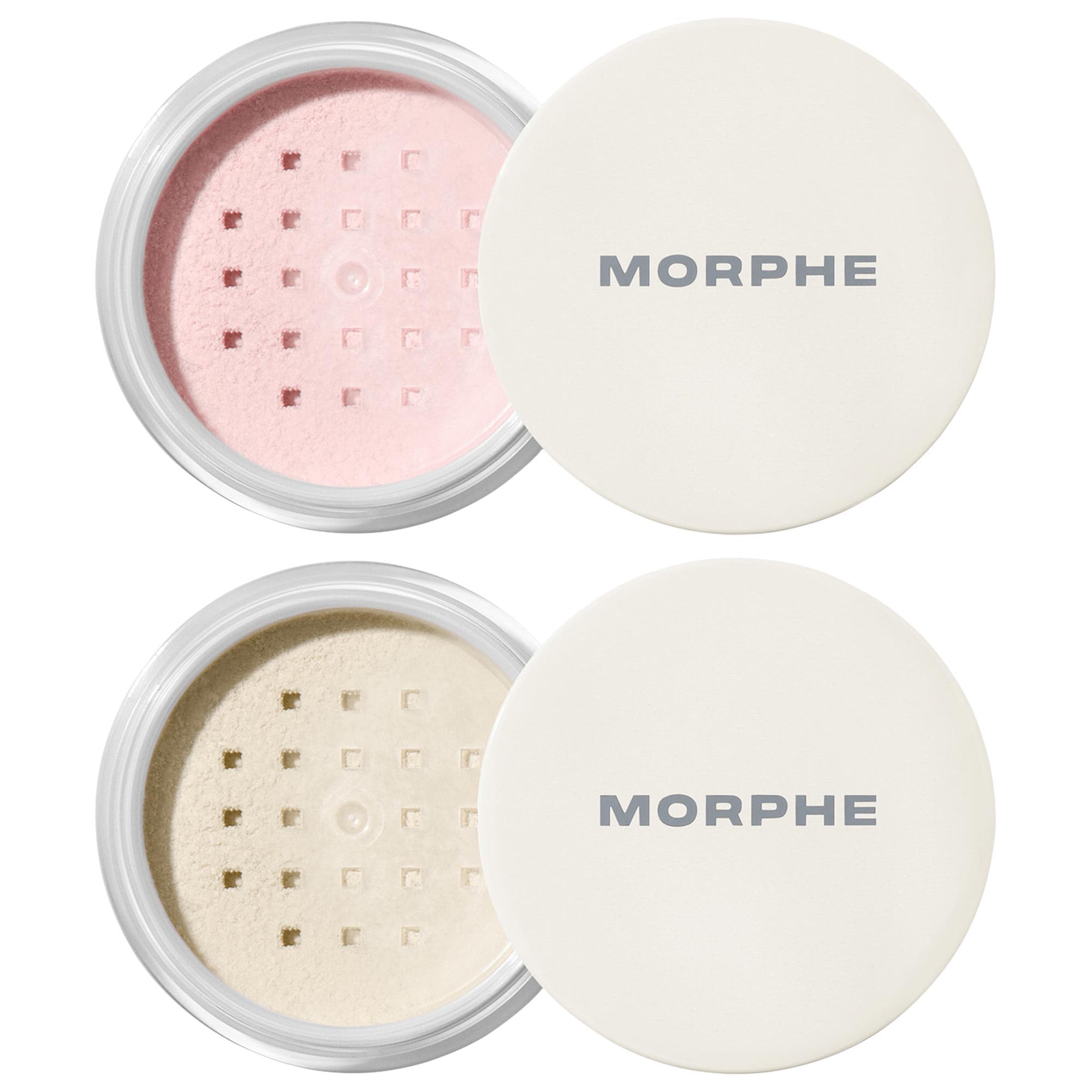 Morphe Totally Set Mini Brighten & Set Powder Duo Translucent - sheer, soft-focus finish for fair to tan skin tones