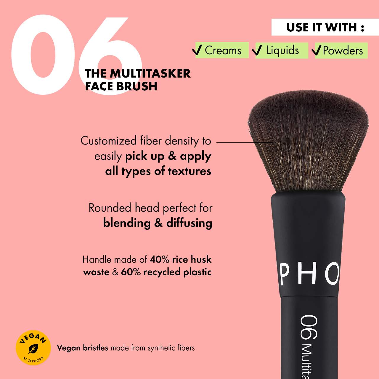 Универсальная кисть для лица Sephora Collection Essential Brush 06 — фото 4