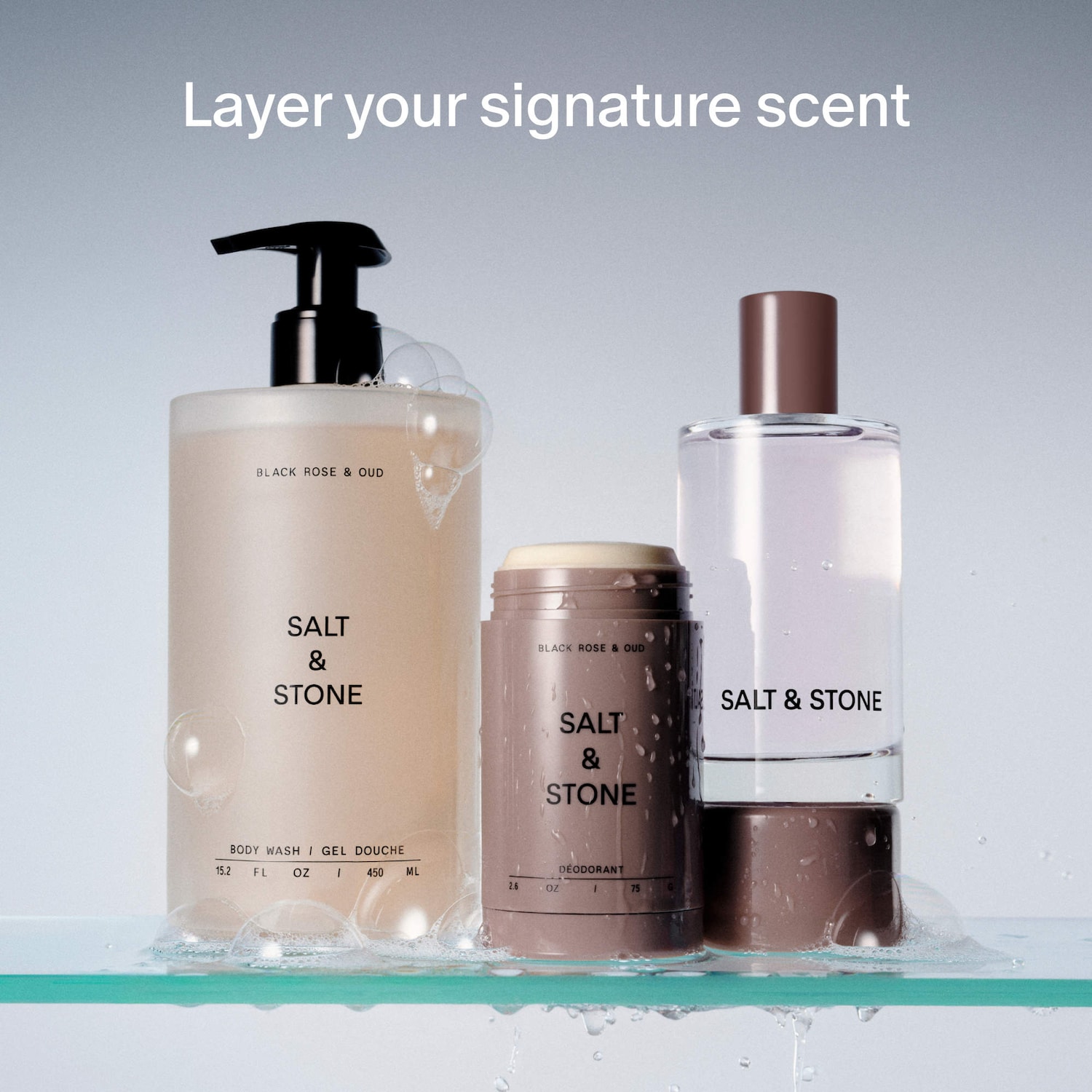Смягчающий гель для душа Salt & Stone Black Rose & Oud, сменный блок — фото 8