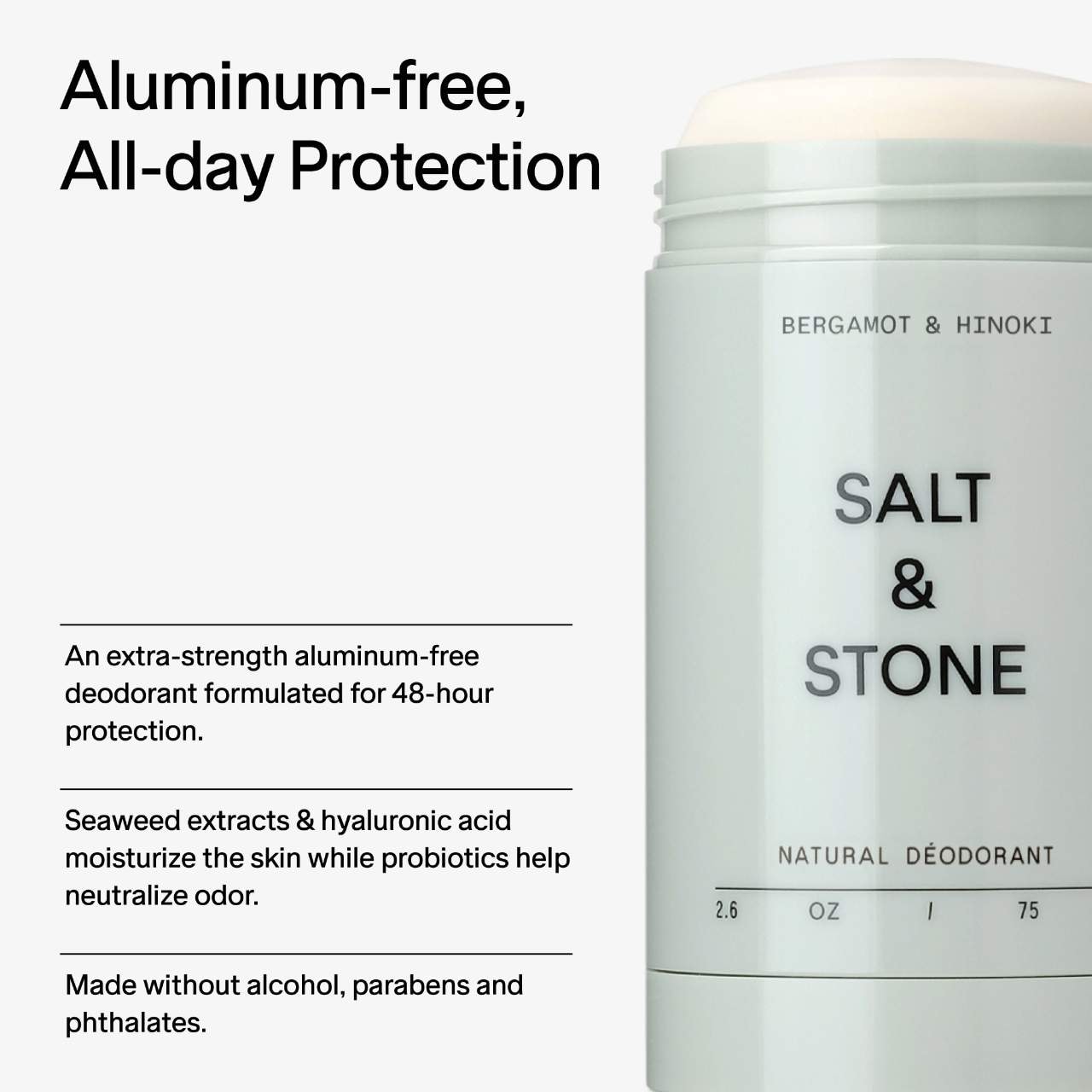 Дезодорант без алюминия Salt & Stone Bergamot & Hinoki повышенной силы — фото 5