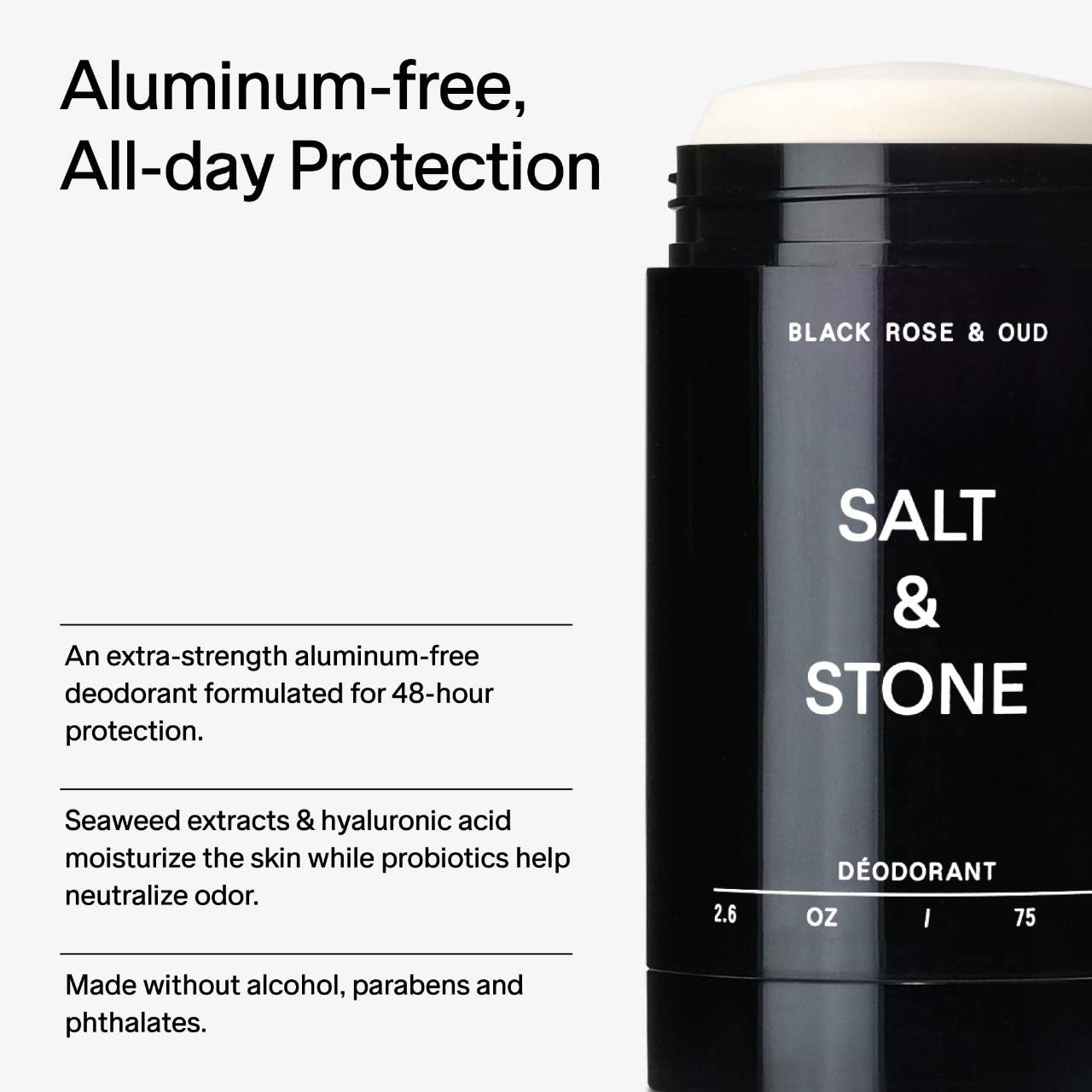 Дезодорант без алюминия Salt & Stone Black Rose & Oud повышенной силы — фото 5
