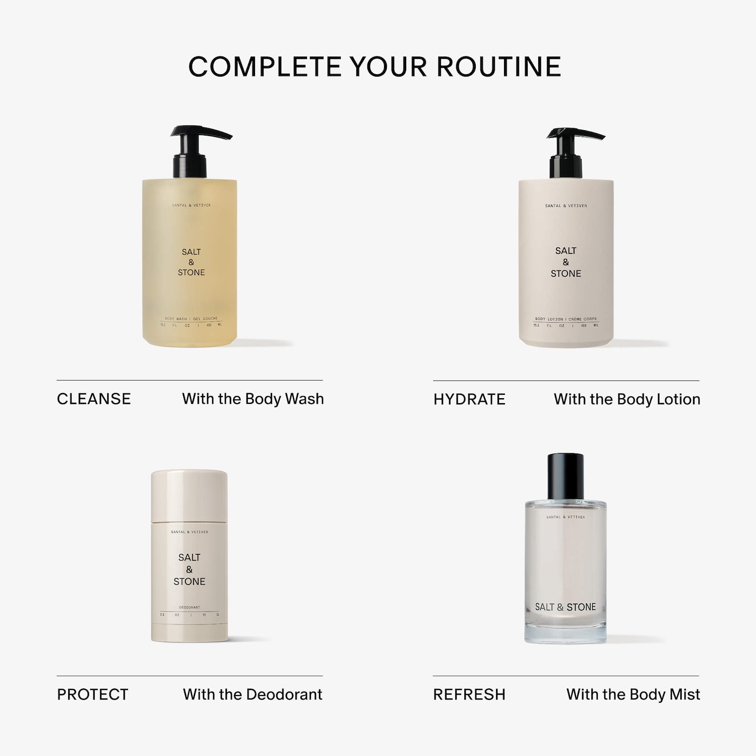Santal & Vetiver Body and Hair Fragrance Mist - Salt & Stone | Sephora