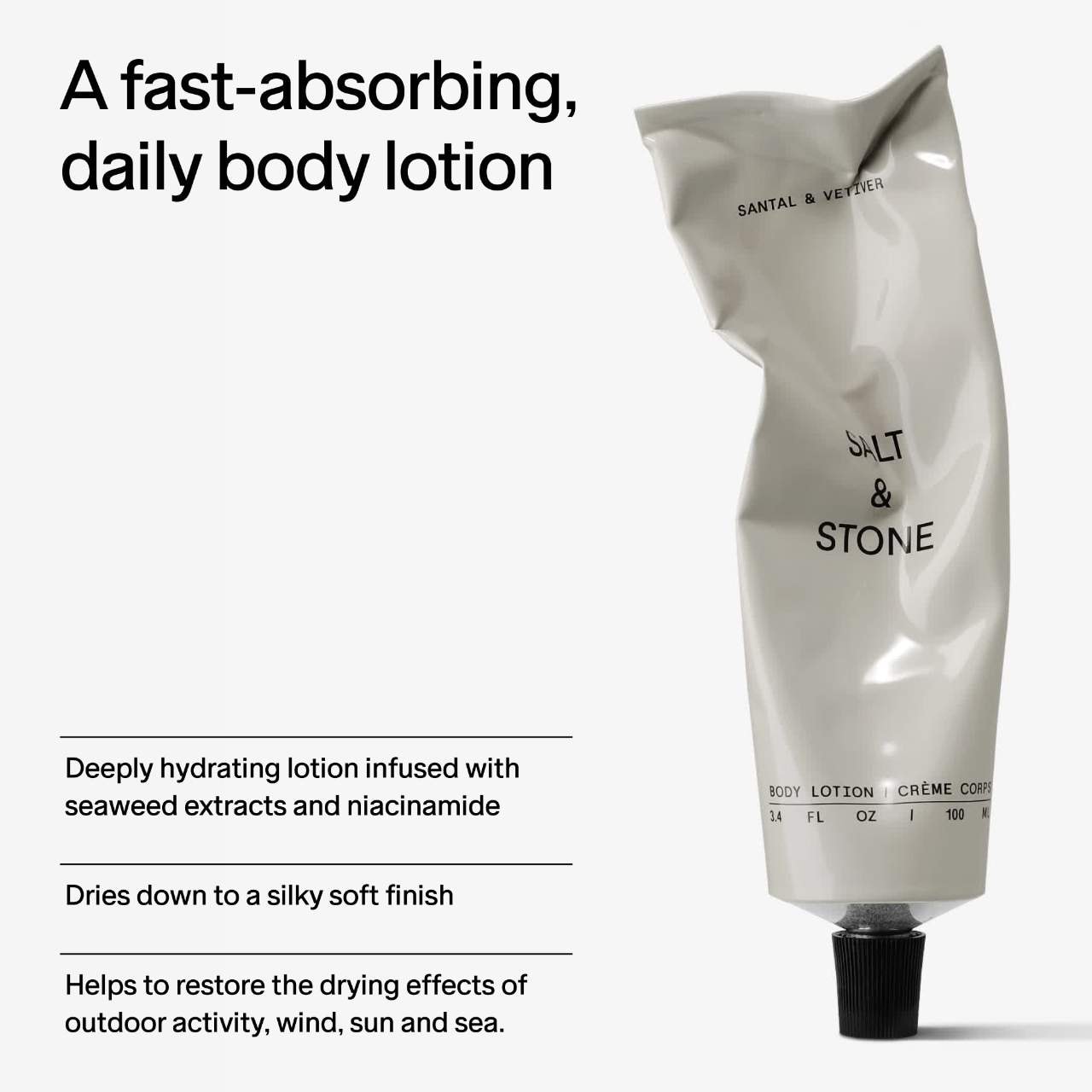 Увлажняющий лосьон для тела с ниацинамидом Salt & Stone Santal & Vetiver — фото 4