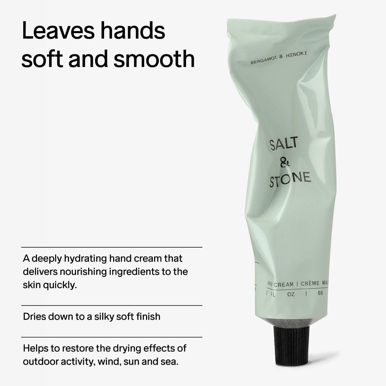 Питательный крем для рук Salt & Stone Bergamot & Hinoki с ниацинамидом и водорослями — фото 4