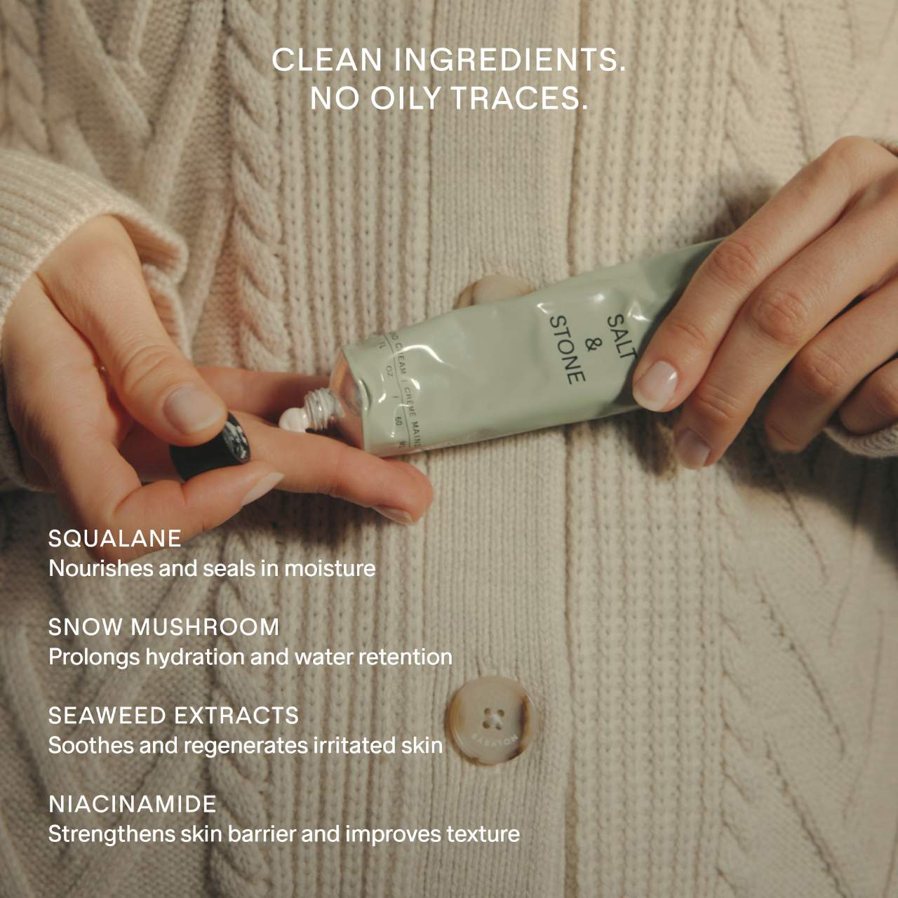 Питательный крем для рук с ниацинамидом и водорослями Salt & Stone Santal & Vetiver — фото 5