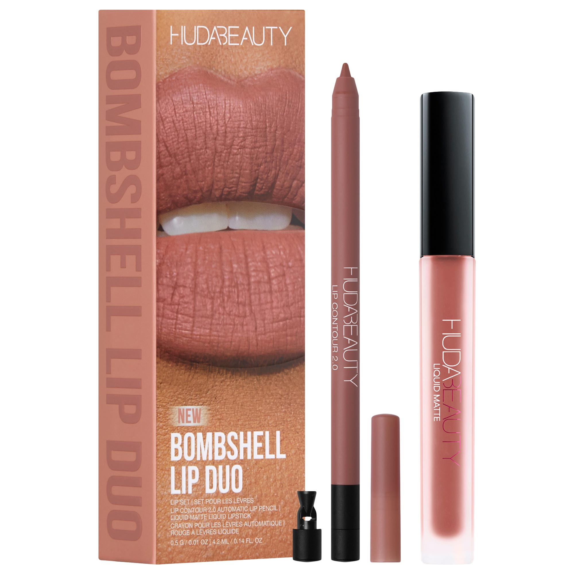 HUDA BEAUTY Bombshell Lip Liner and Liquid Lipstick Set 0.01 oz / 0.5 G
