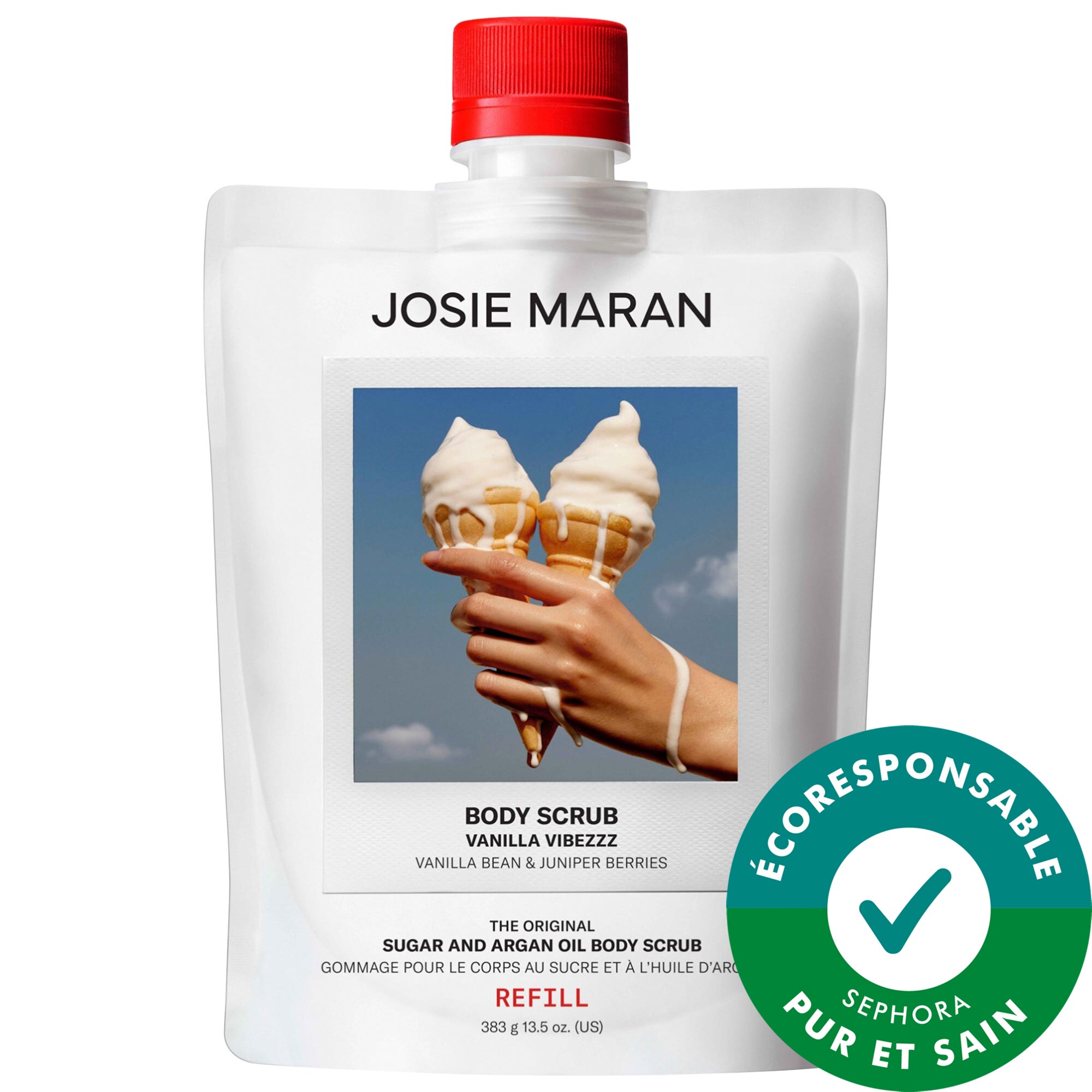 JOSIE MARAN Baume exfoliant rechargeable à l'huile d'argan et au sucre Vanilla Vibezzz oz