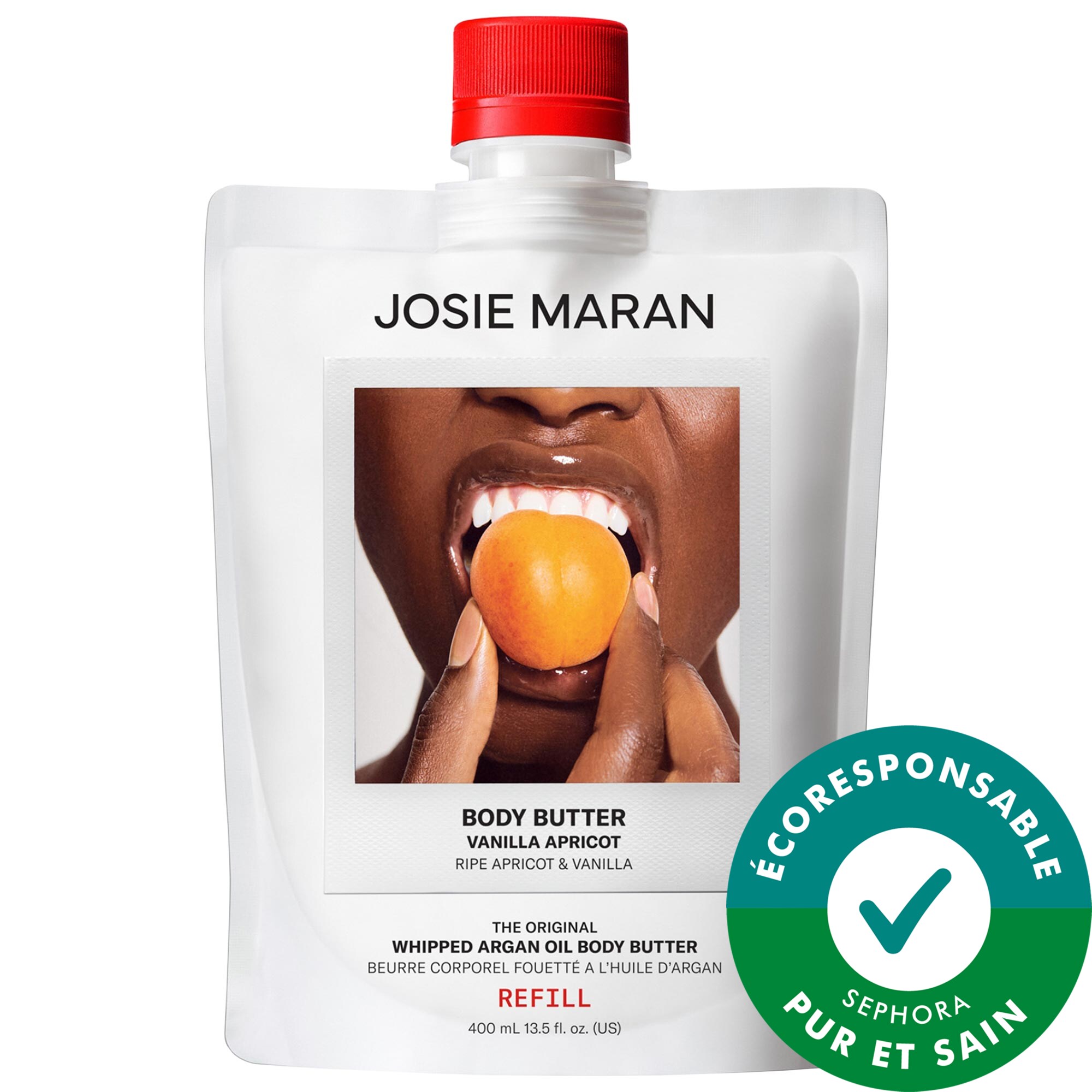 JOSIE MARAN Beurre corporel rechargeable raffermissant à l'huile d'argan fouettée Vanilla Apricot oz
