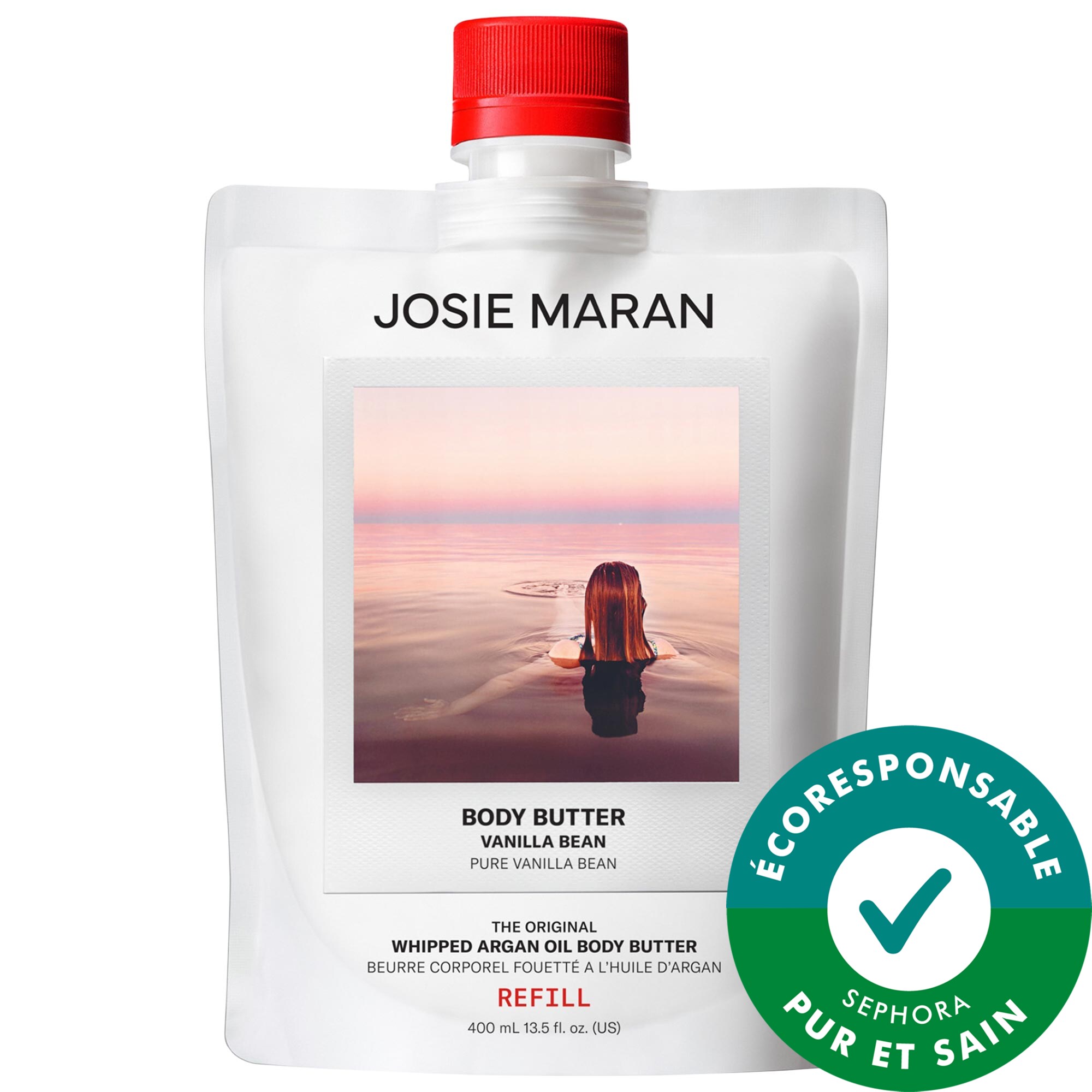 JOSIE MARAN Beurre corporel raffermissant rechargeable à l'huile d'argan fouettée Vanilla Bean oz