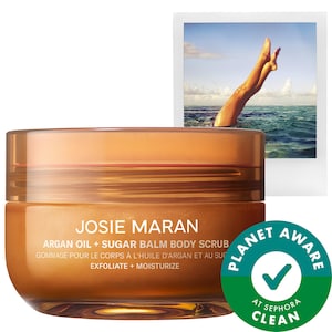 Josie Maran Always Nude (Unscented) - Argan Oil + Sugar Balm Refillable Exfoliating Body Scrub Jar INTERNATIONAL SHIPPING