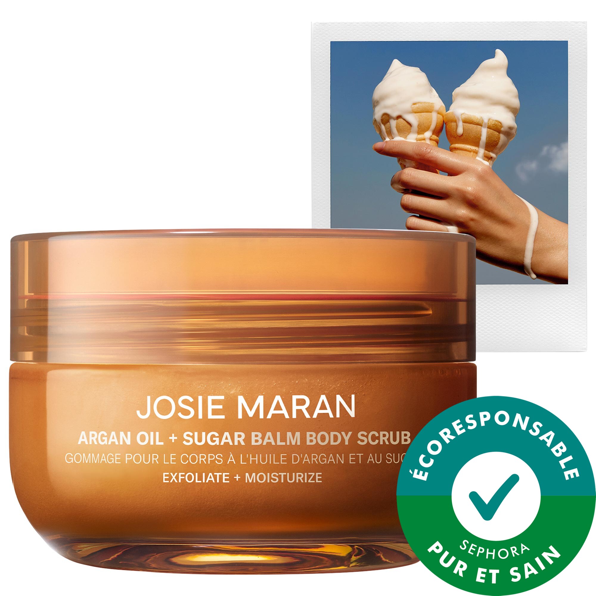 JOSIE MARAN Baume exfoliant rechargeable à l'huile d'argan et au sucre Vanilla Vibezzz oz