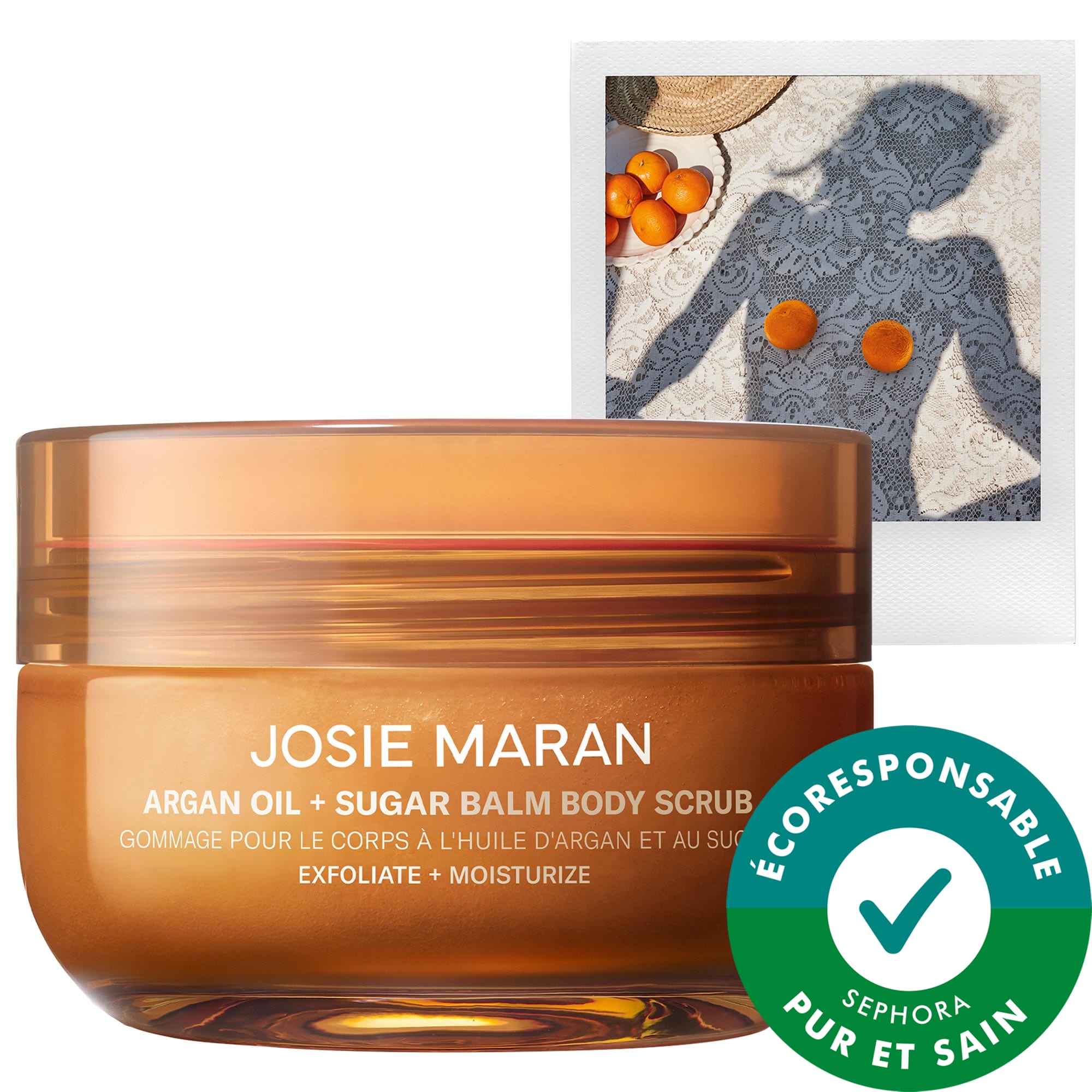 JOSIE MARAN Baume exfoliant pour le corps rechargeable à l'huile d'argan et au sucre Topless Tangerine oz