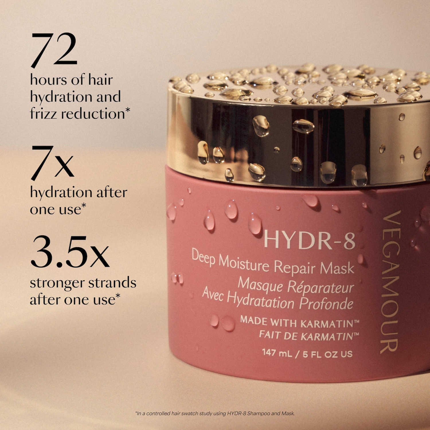 HYDR-8 Deep Moisture Repair Mask for Dry, Damaged Hair - Vegamour