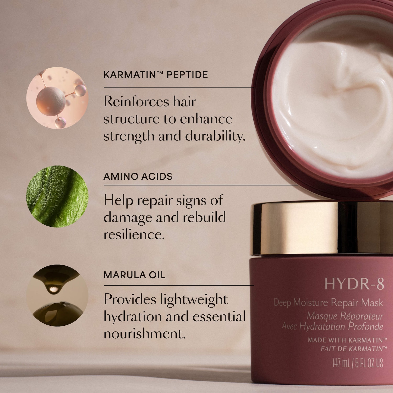 HYDR-8 Deep Moisture Repair Mask for Dry, Damaged Hair - Vegamour