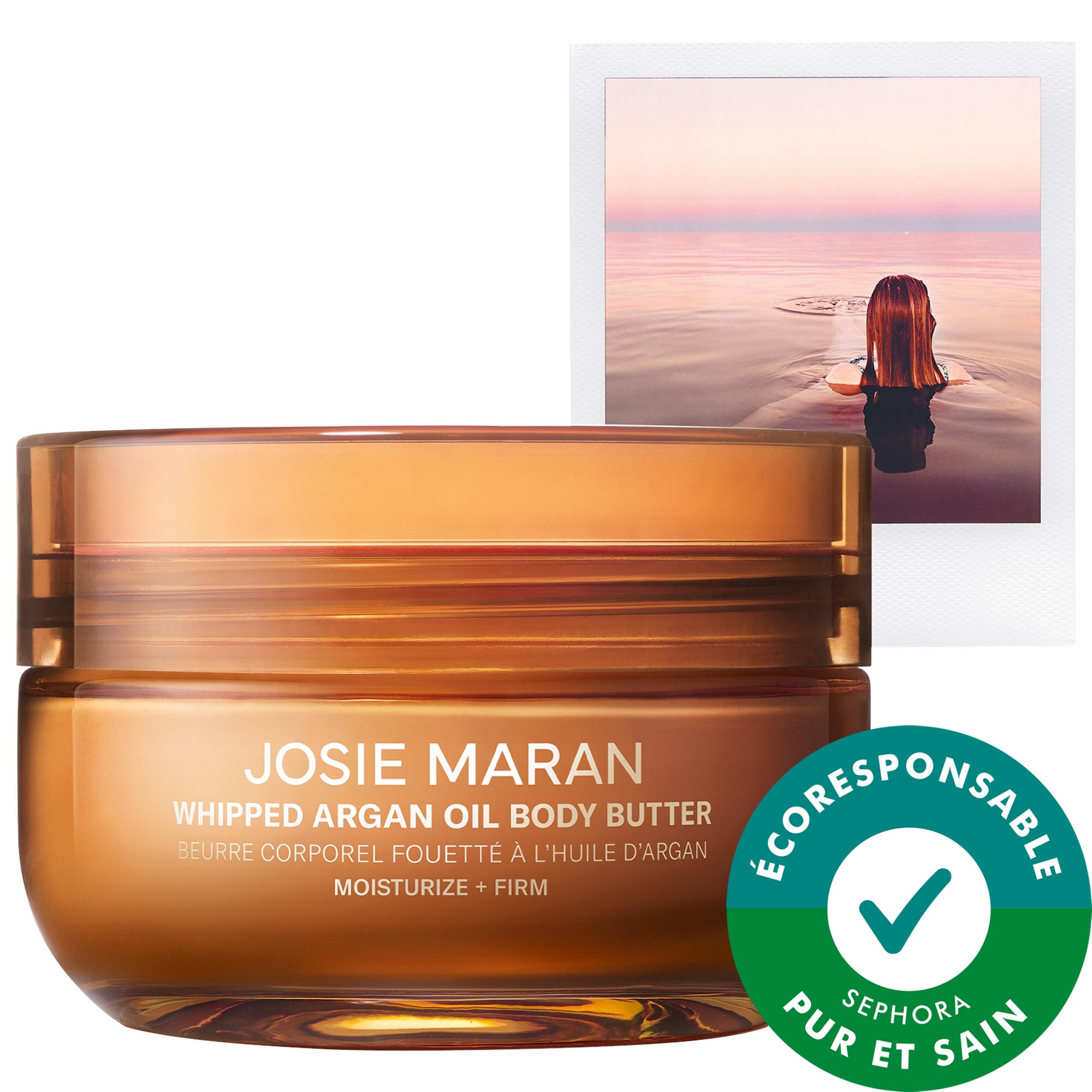 JOSIE MARAN Beurre corporel raffermissant rechargeable à l'huile d'argan fouettée Vanilla Bean oz