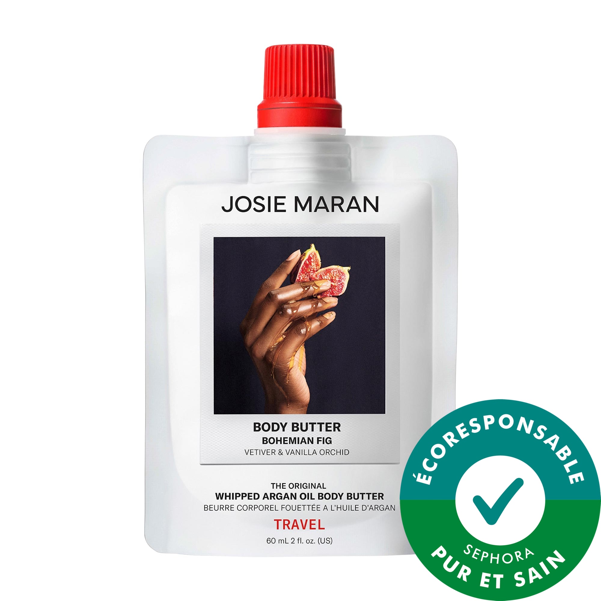 JOSIE MARAN Mini beurre raffermissant pour le corps rechargeable Bohemian Fig avec huile d'argan fouettée 2 oz