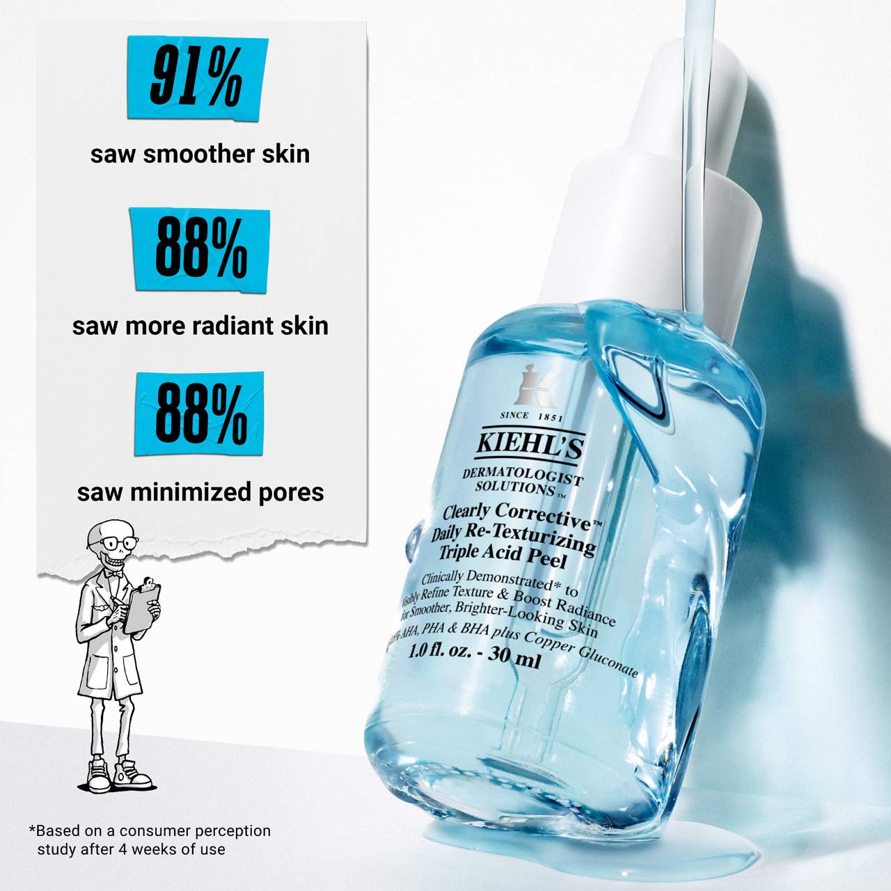 Kiehl's Since 1851 Ежедневный пилинг с тремя кислотами Kiehl's Clearly Corrective для текстуры кожи — фото 3