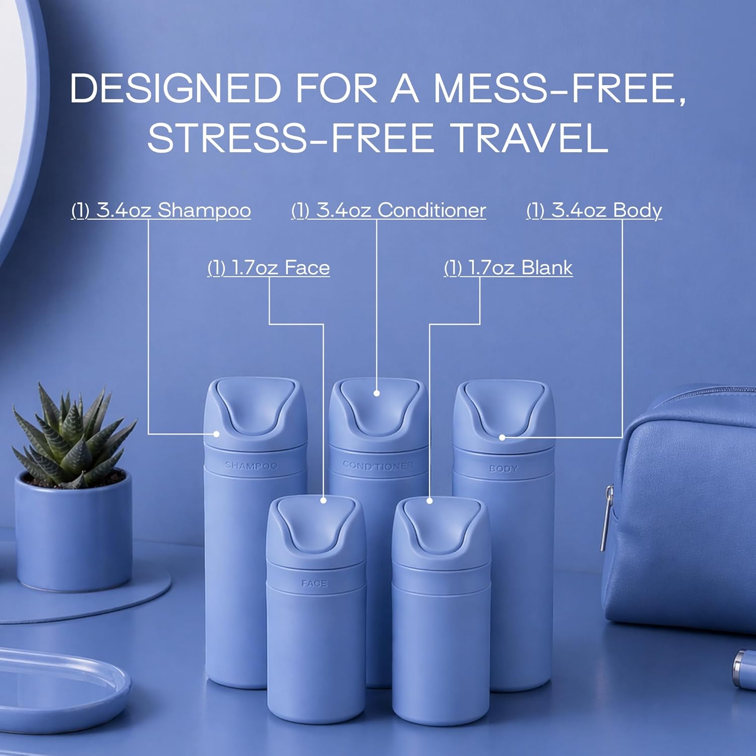 The Essential Refillable Travel Container Set in Blue - RIES | Sephora